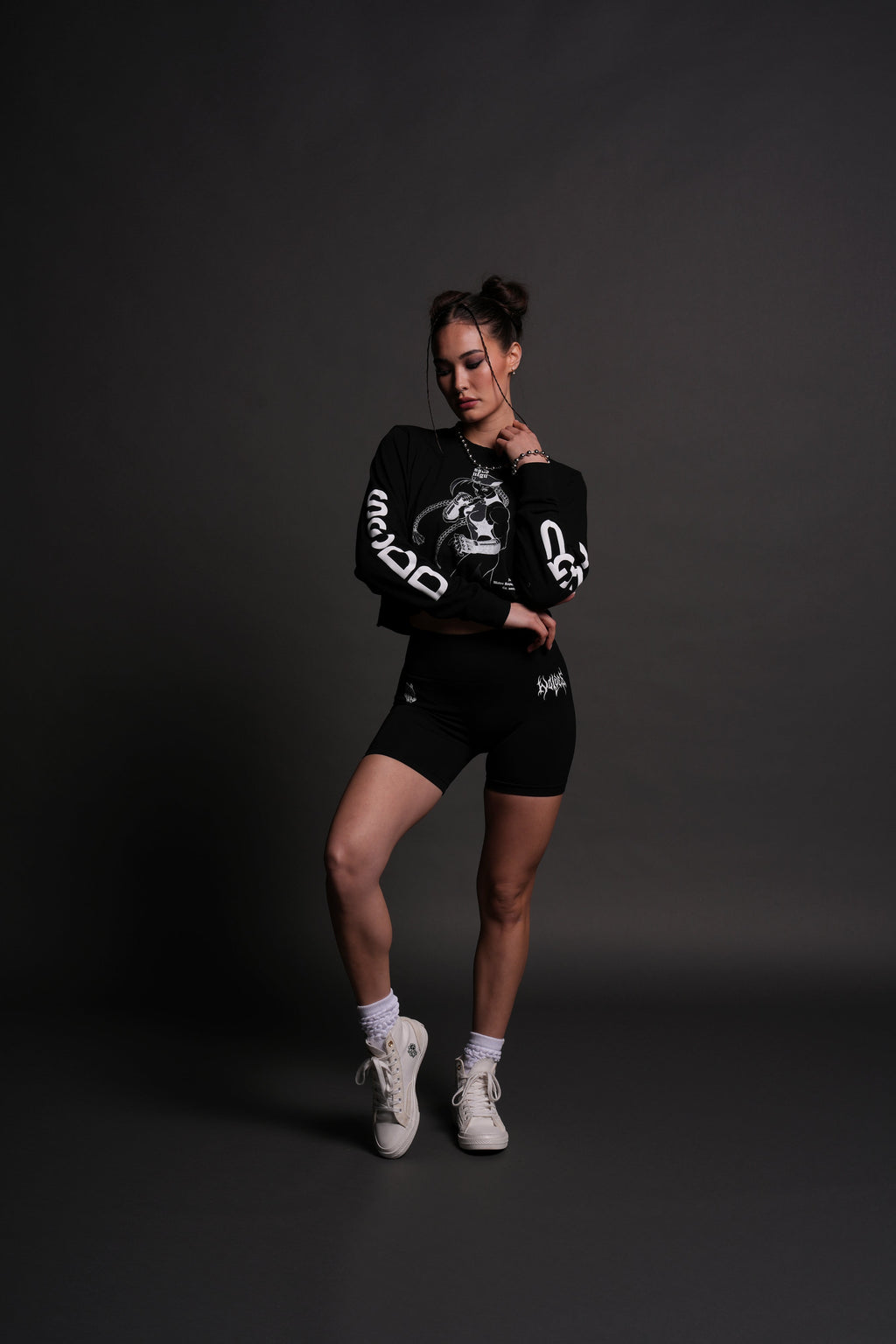 Fighter "Premium" (Cropped) L/S Tee in Black - imagem 1