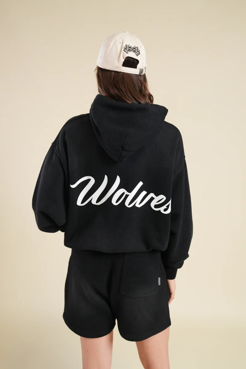 BACK CURSIVE WOLVES "PIERCE" HOODIE