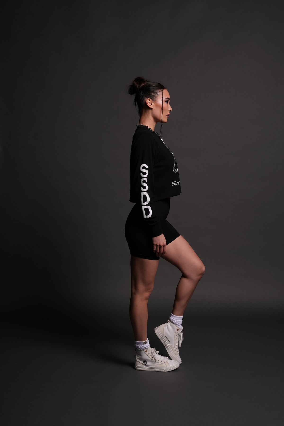Fighter "Premium" (Cropped) L/S Tee in Black - imagem 3