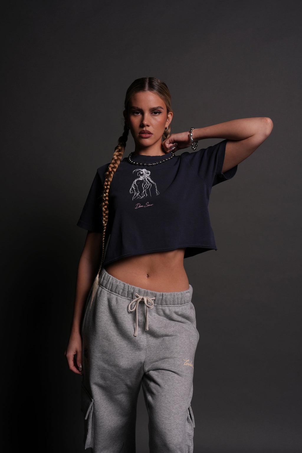 Mission Accomplished "Premium" (Cropped) Tee in Storm Blue - imagem 4