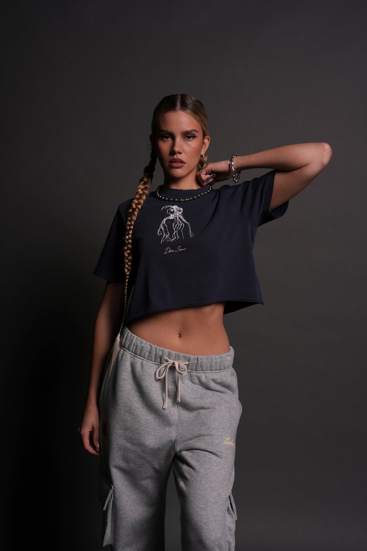 Mission Accomplished "Premium" (Cropped) Tee in Storm Blue - imagem 4