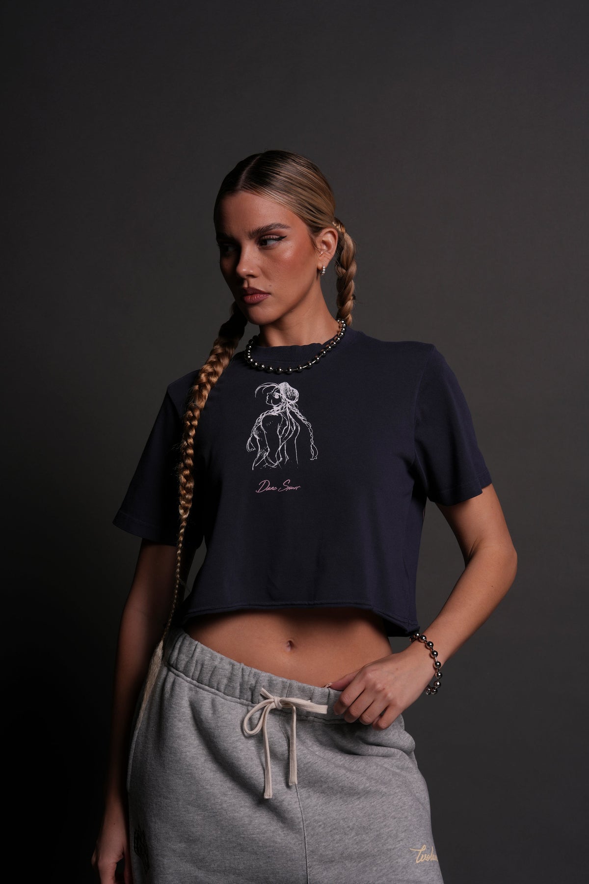 Mission Accomplished "Premium" (Cropped) Tee in Storm Blue - imagem 10