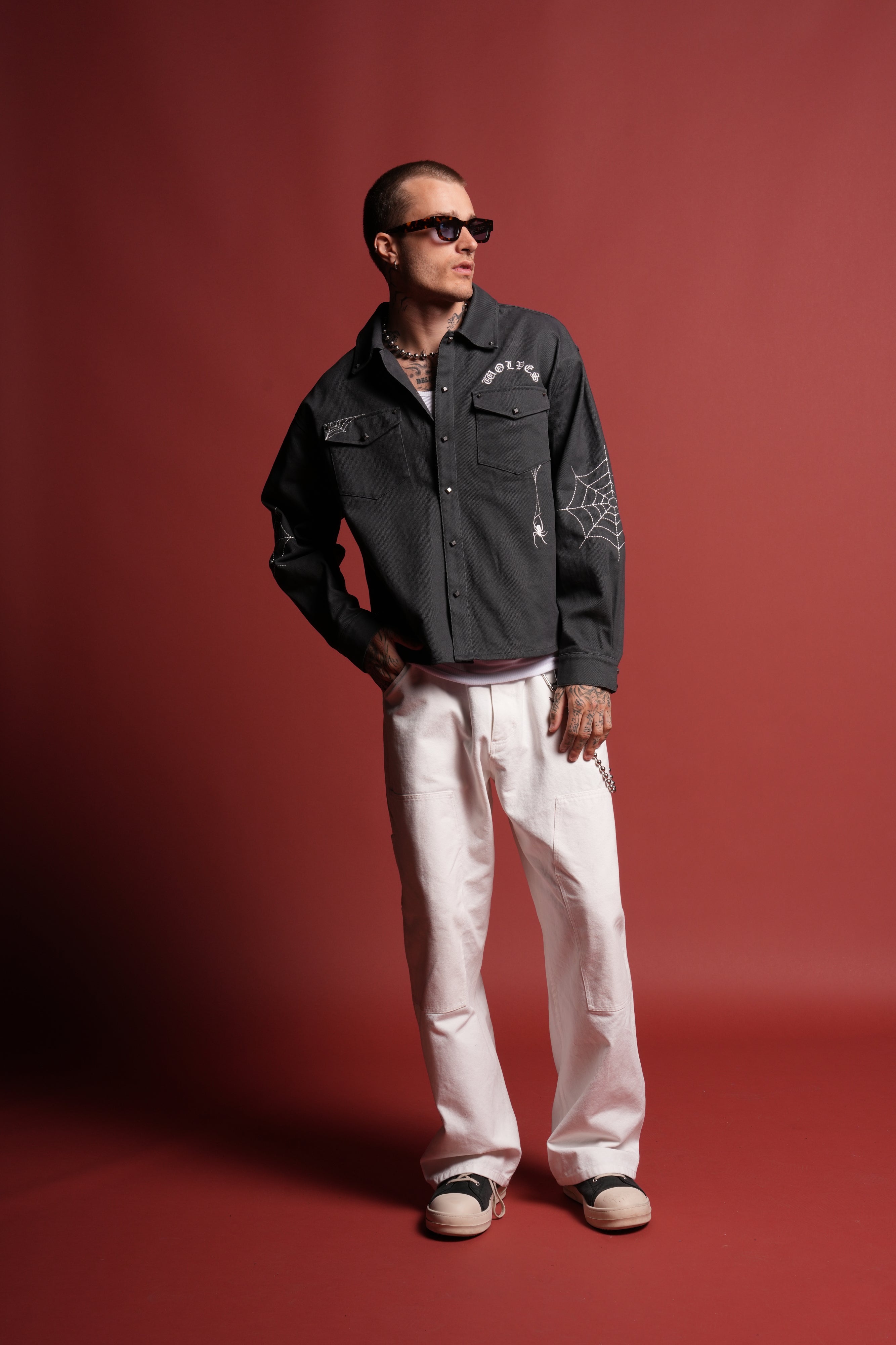 Sashiko Webs Winslow Shirt Jacket in Norse Blue