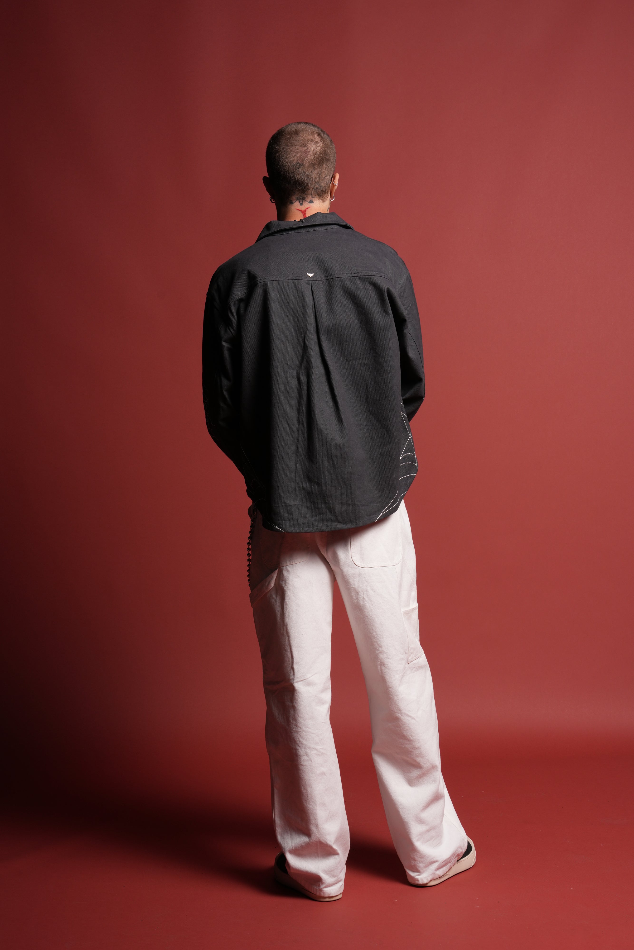Sashiko Webs Winslow Shirt Jacket in Norse Blue