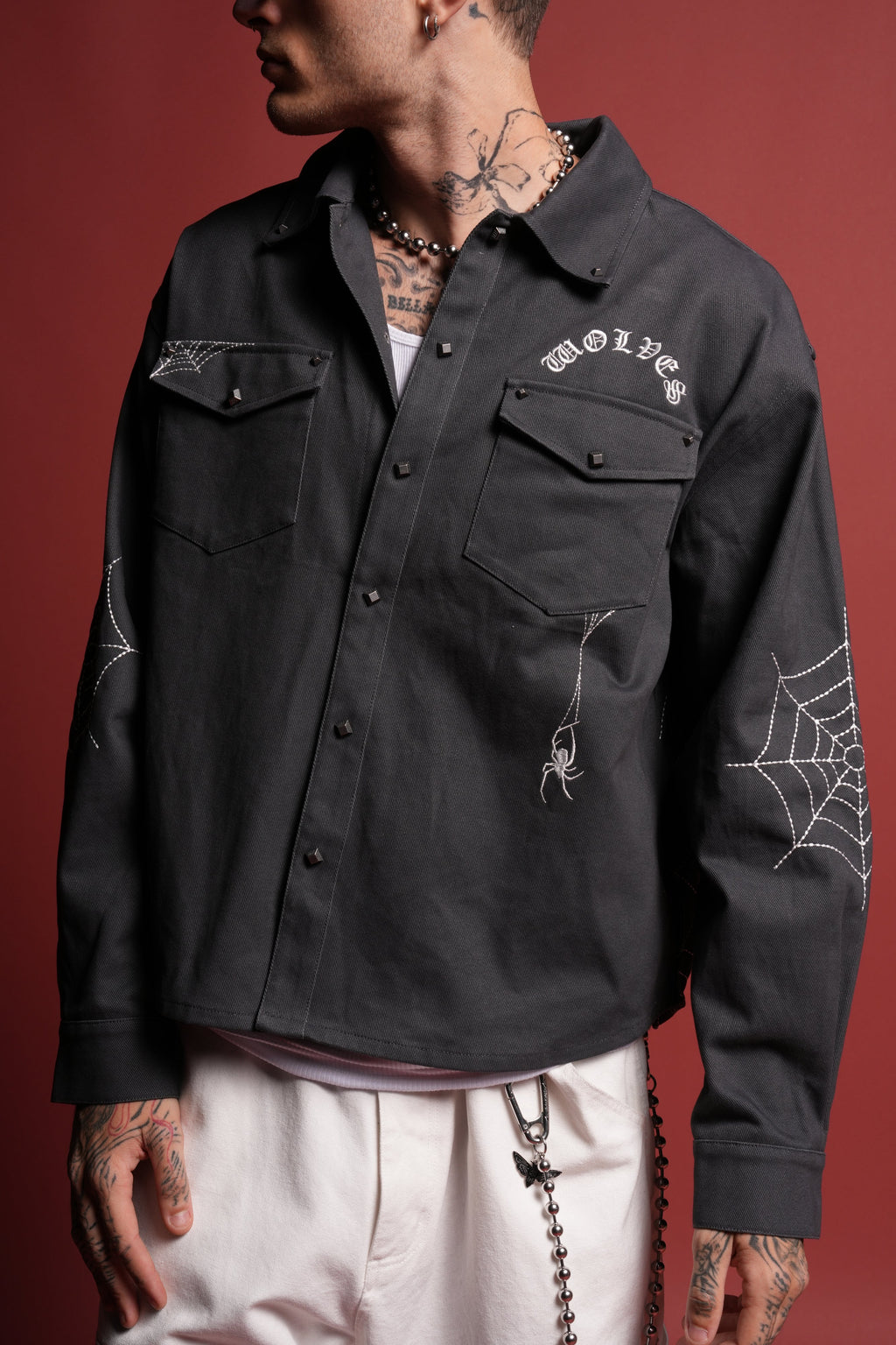 Sashiko Webs Winslow Shirt Jacket in Norse Blue