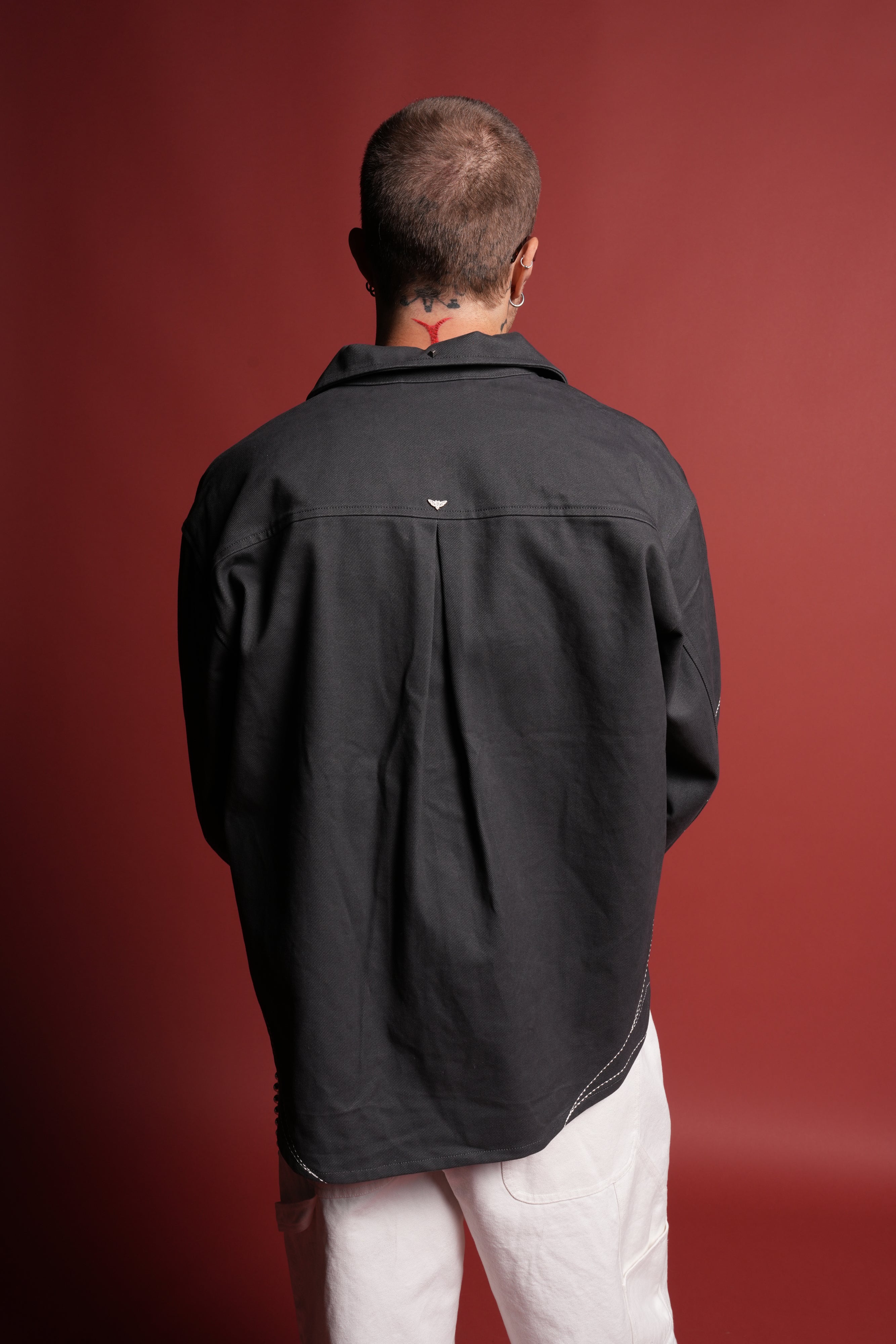 Sashiko Webs Winslow Shirt Jacket in Norse Blue