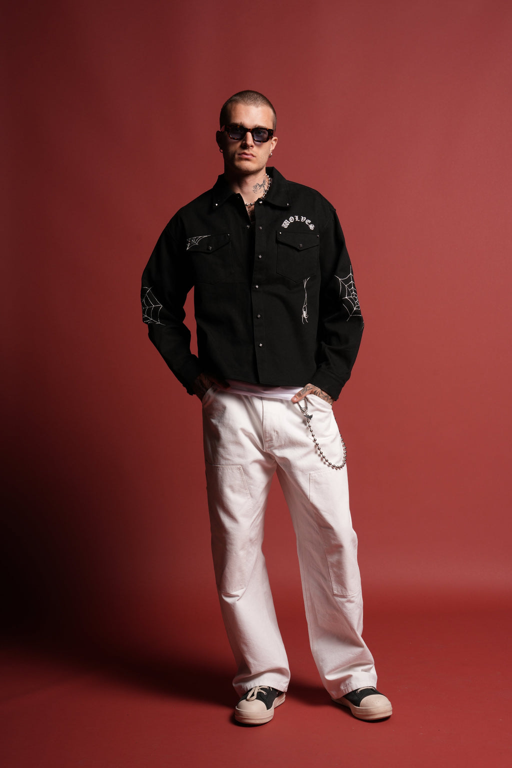 Sashiko Webs Winslow Shirt Jacket in Black