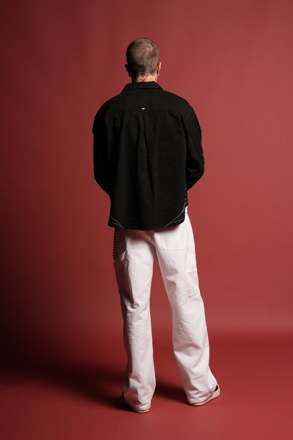 Sashiko Webs Winslow Shirt Jacket in Black