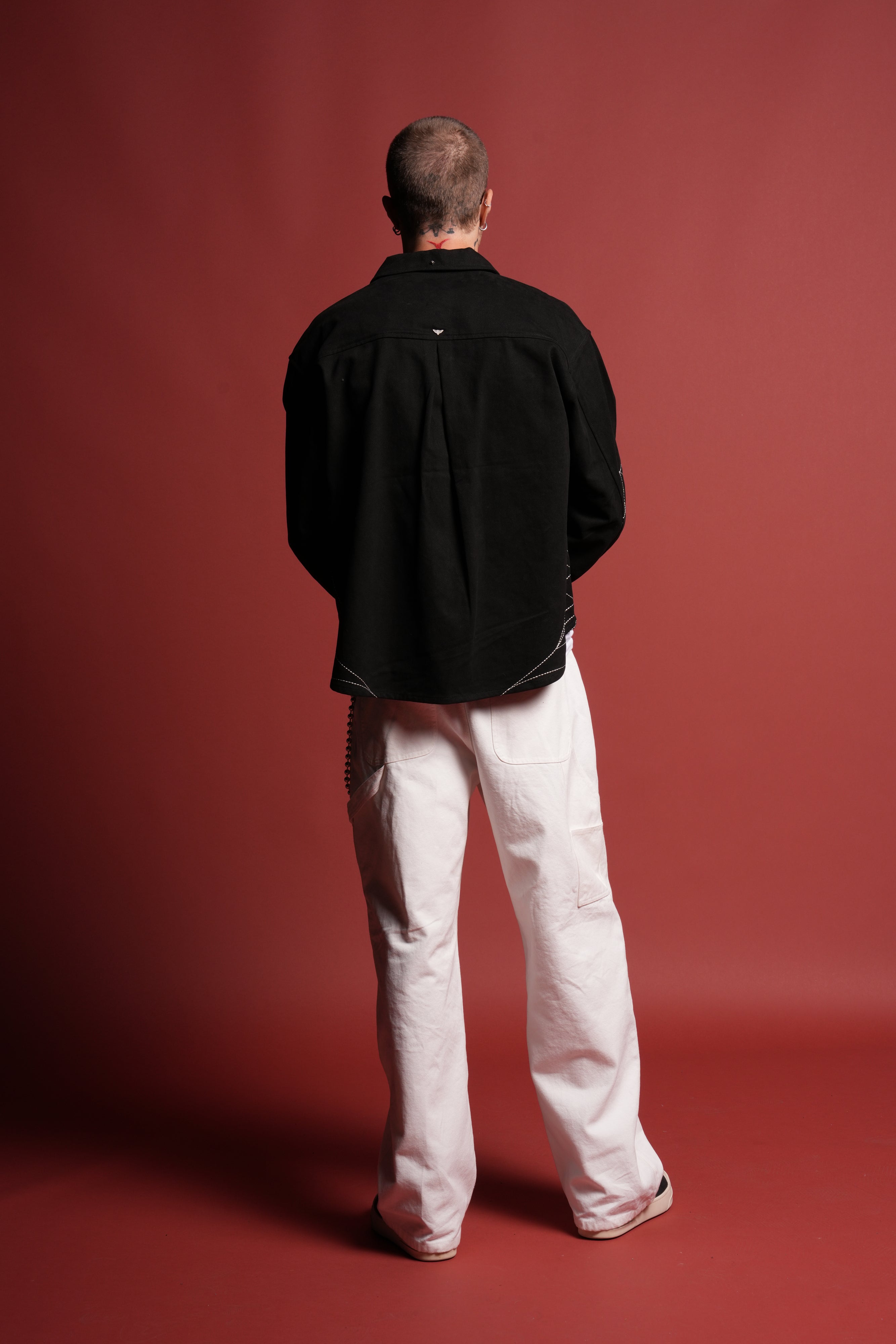 Sashiko Webs Winslow Shirt Jacket in Black