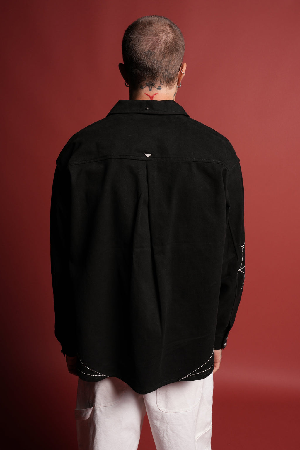 Sashiko Webs Winslow Shirt Jacket in Black