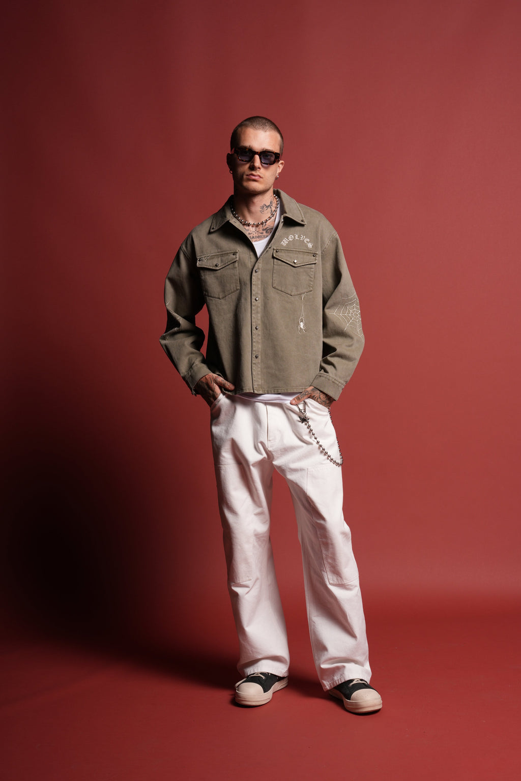 Sashiko Webs Winslow Shirt Jacket in Owen Green