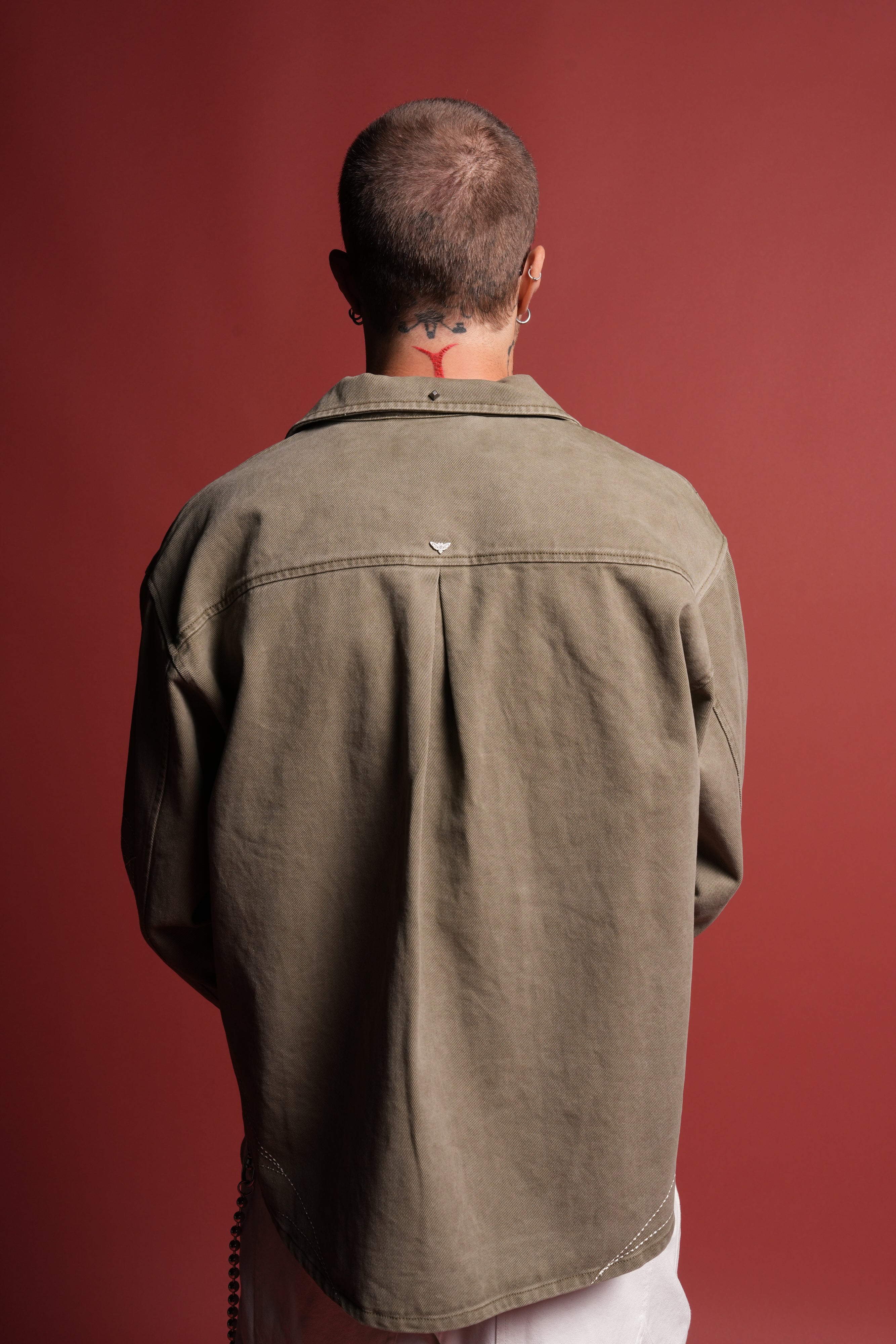 Sashiko Webs Winslow Shirt Jacket in Owen Green