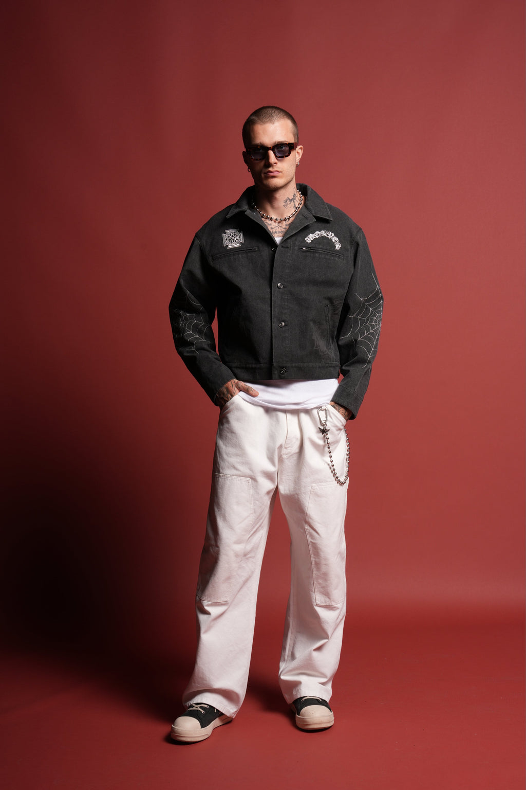 Sashiko Wolves Lunnis Jacket in Black