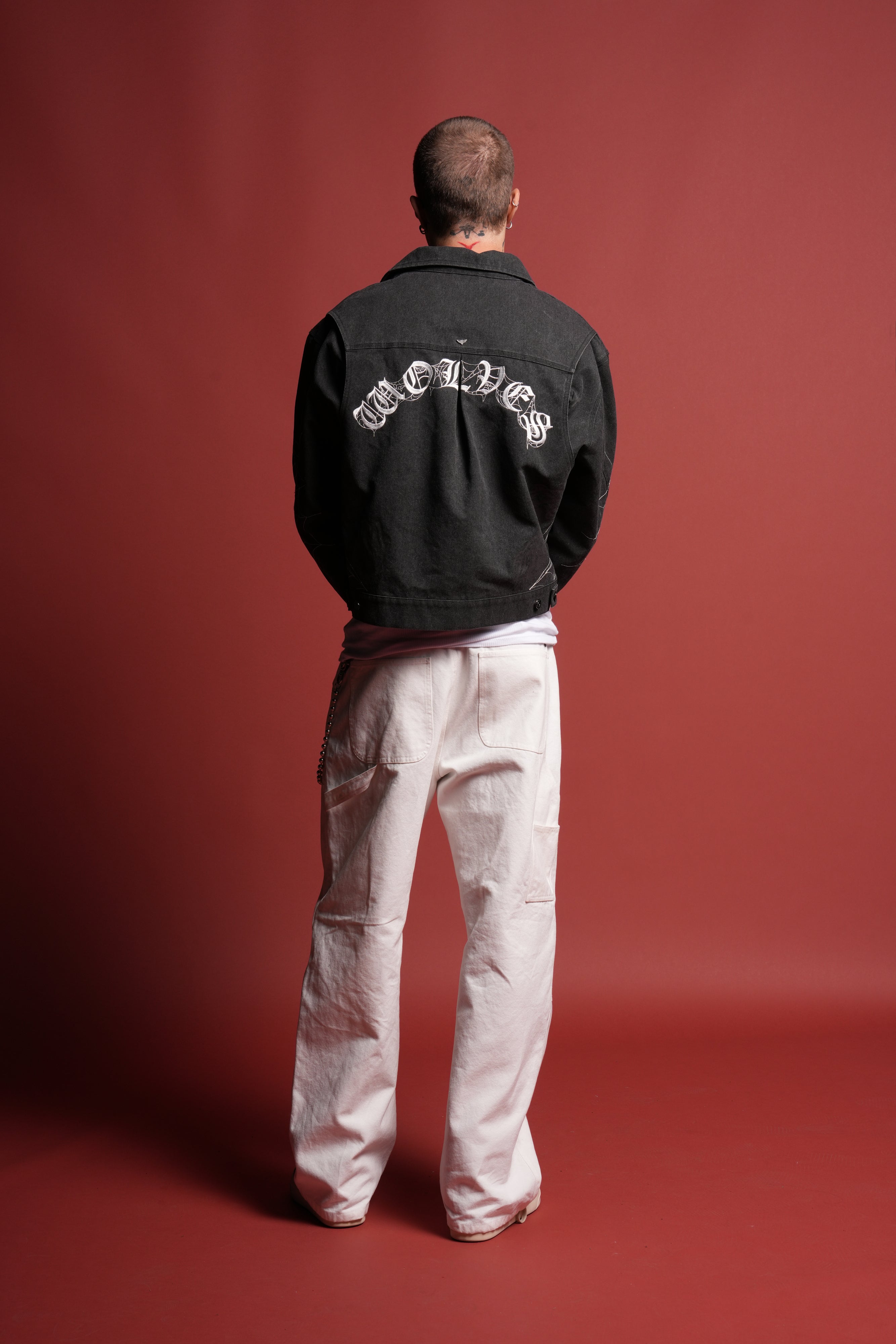 Sashiko Wolves Lunnis Jacket in Black