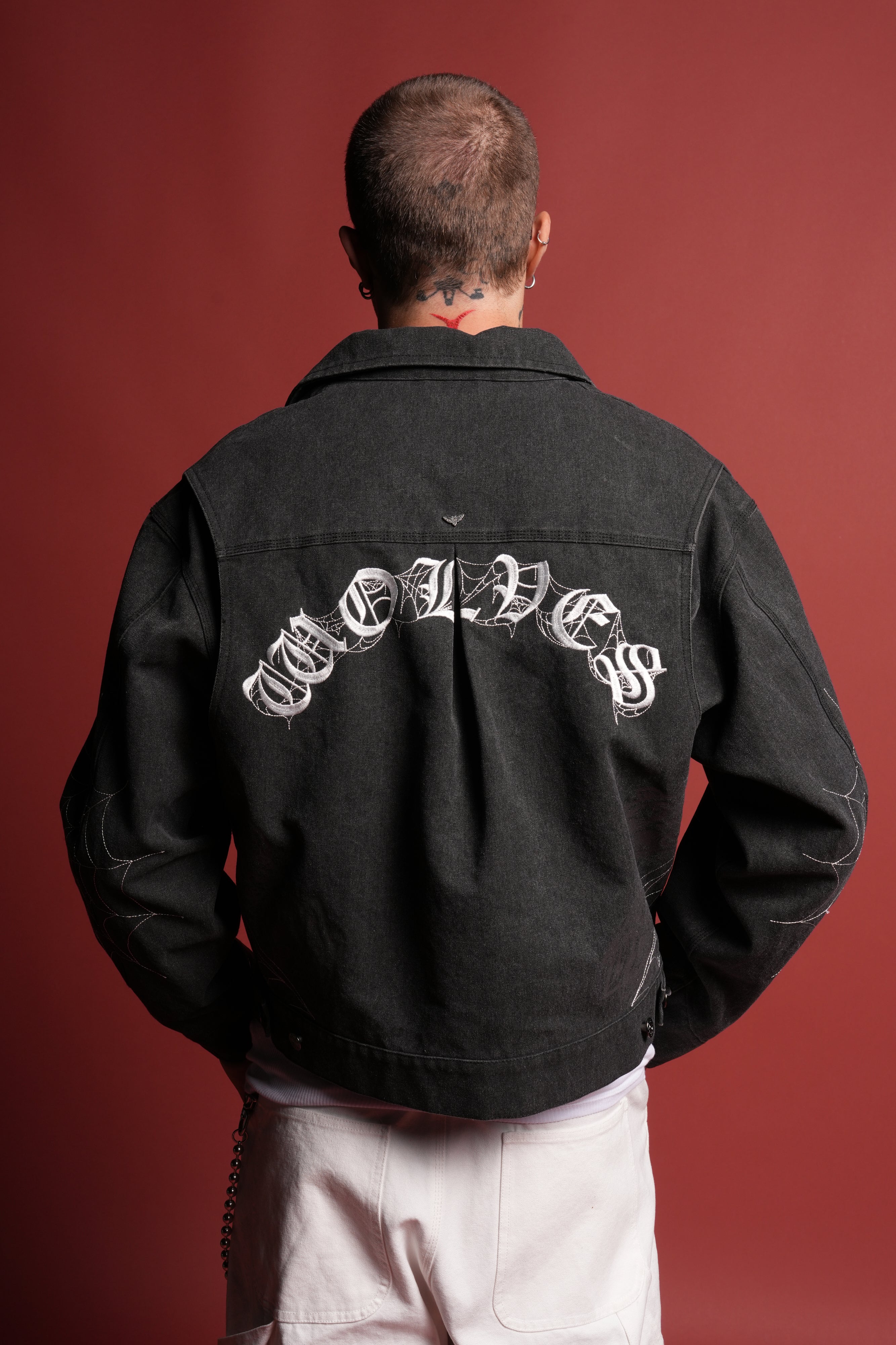 Sashiko Wolves Lunnis Jacket in Black