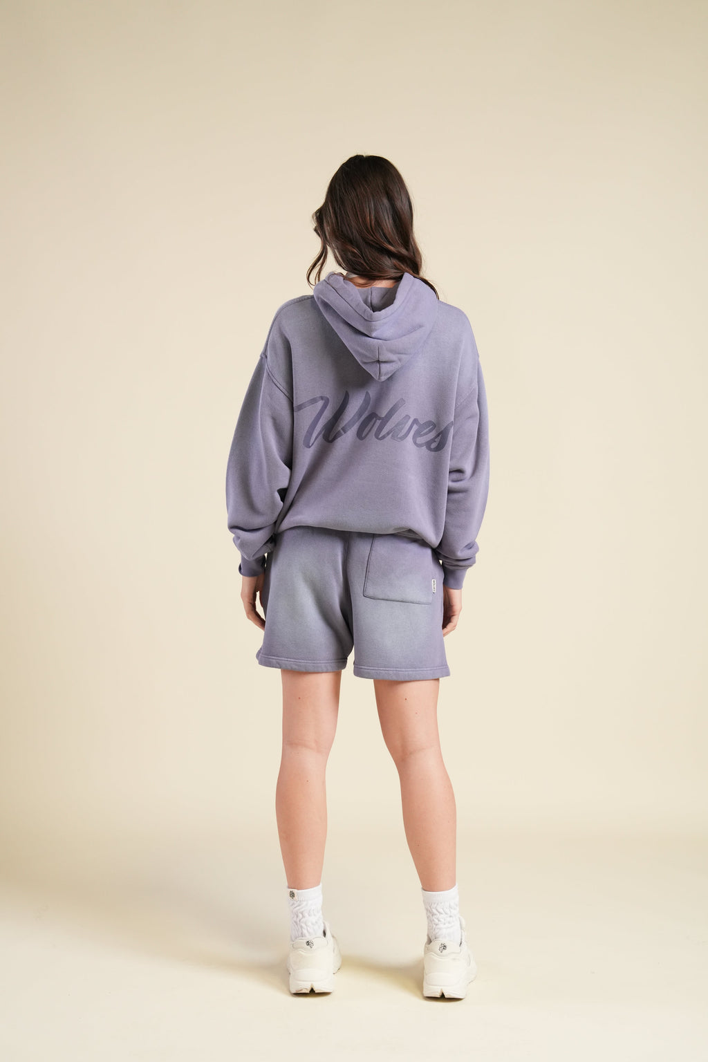 Back Cursive Wolves "Pierce" Hoodie in Iris Sun Fade — imagem 4