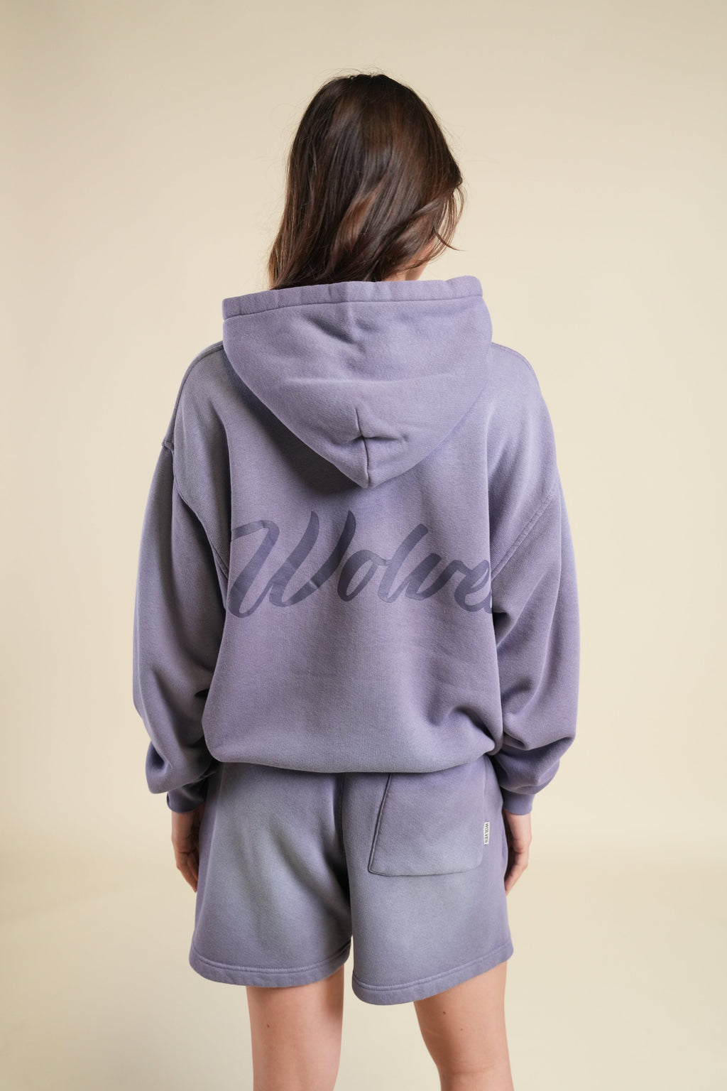 Back Cursive Wolves "Pierce" Hoodie in Iris Sun Fade — imagem principal