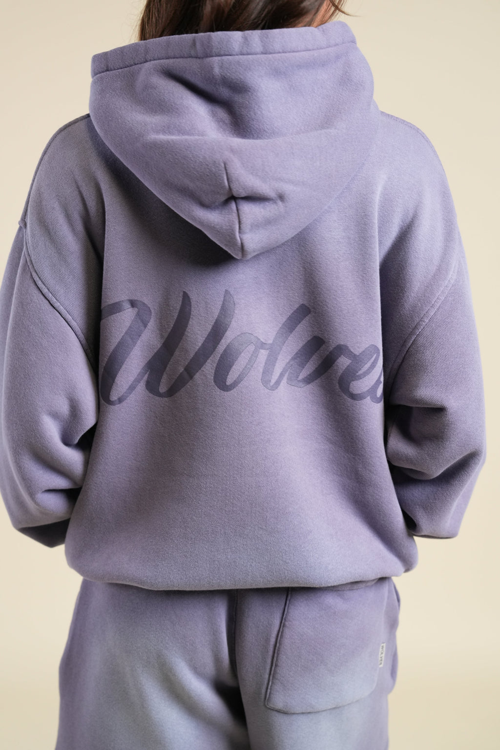 Back Cursive Wolves "Pierce" Hoodie in Iris Sun Fade — imagem 6
