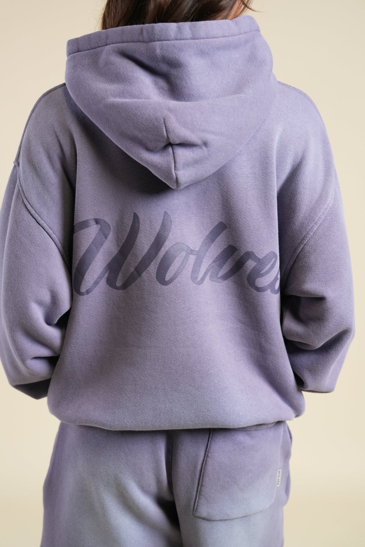Back Cursive Wolves "Pierce" Hoodie in Iris Sun Fade — imagem 6