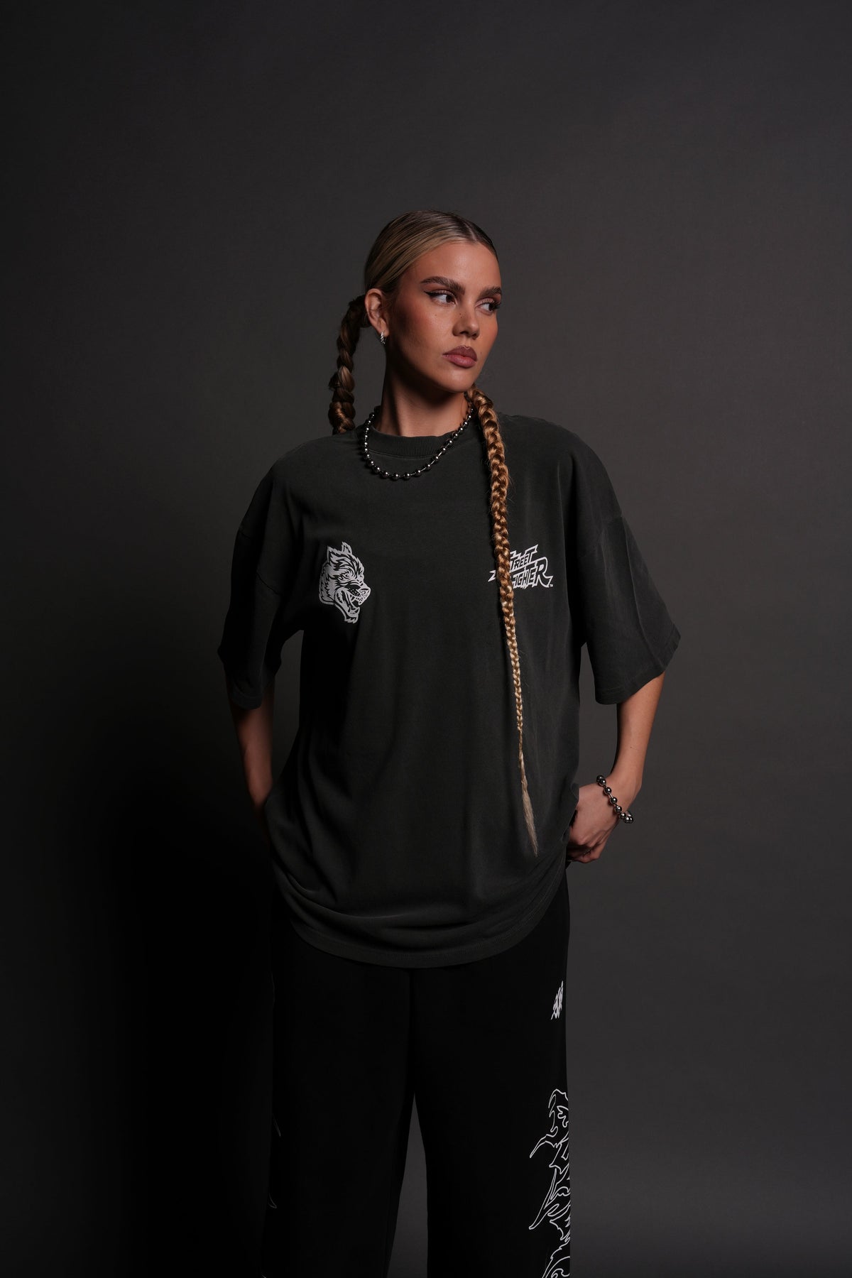 Final Boss "Premium" Unisex Oversized Tee in Wolf Gray - imagem 2