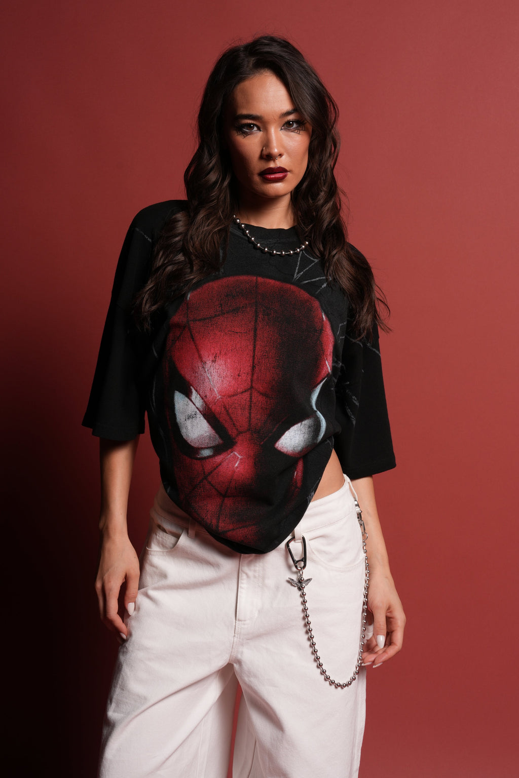 Web Of Darkness Premium Oversized Tee in Black