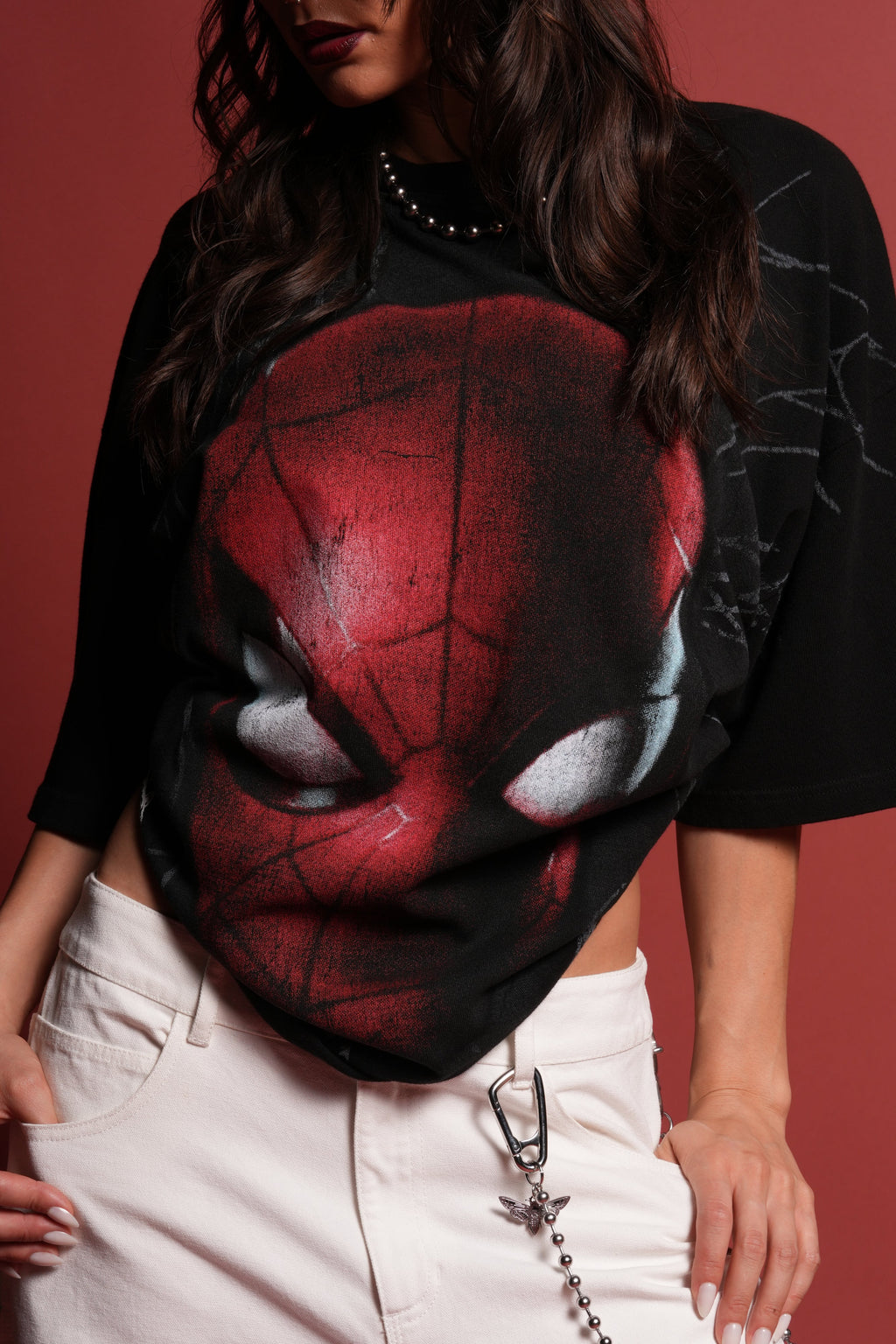 Web Of Darkness Premium Oversized Tee in Black