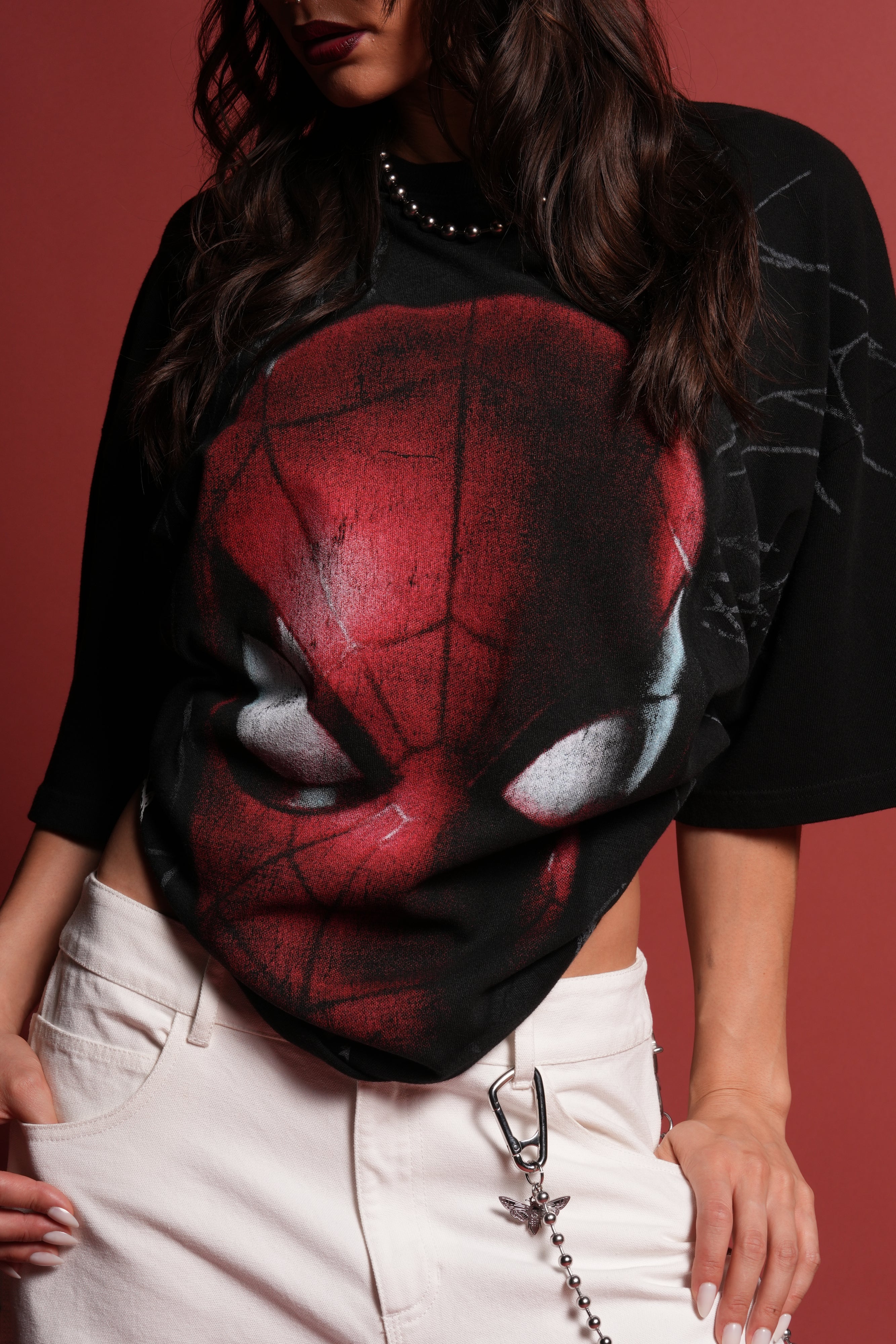 Web Of Darkness Premium Oversized Tee in Black