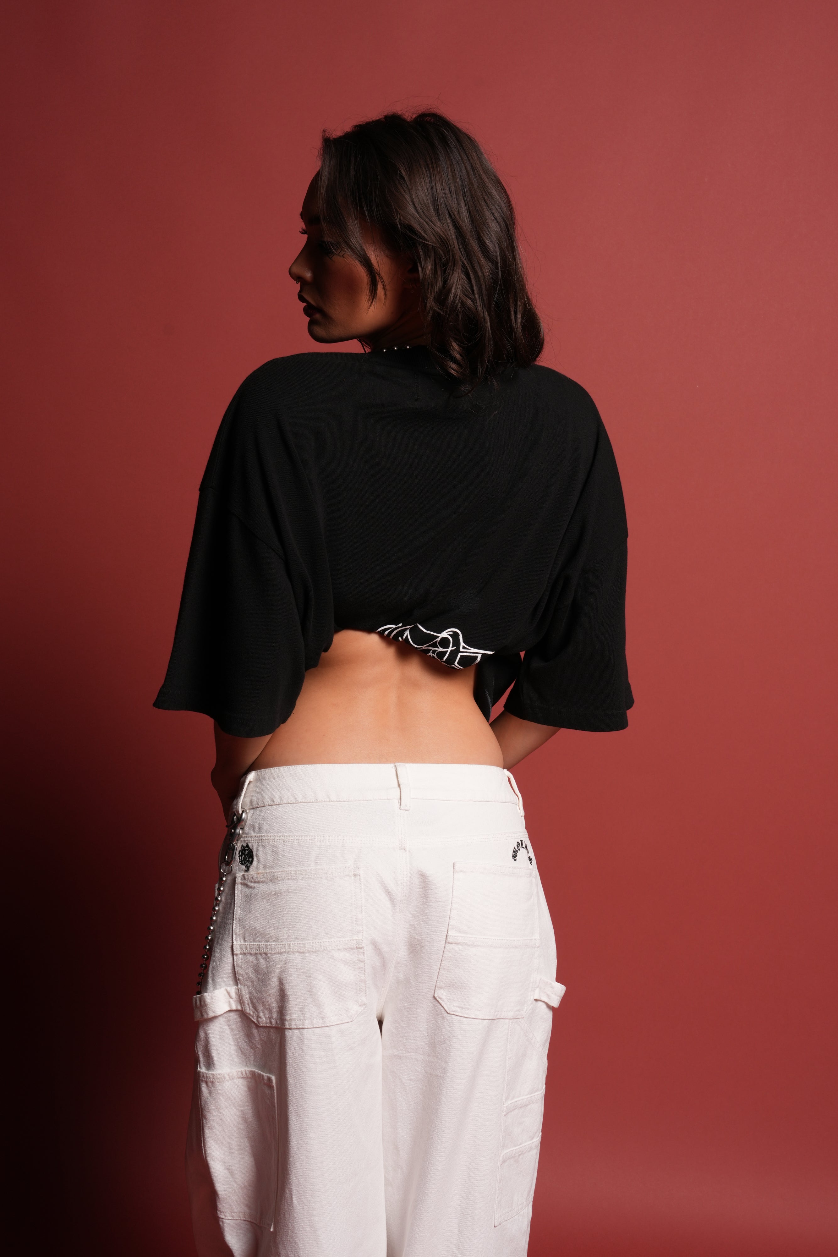 Web Of Darkness Premium Oversized Tee in Black