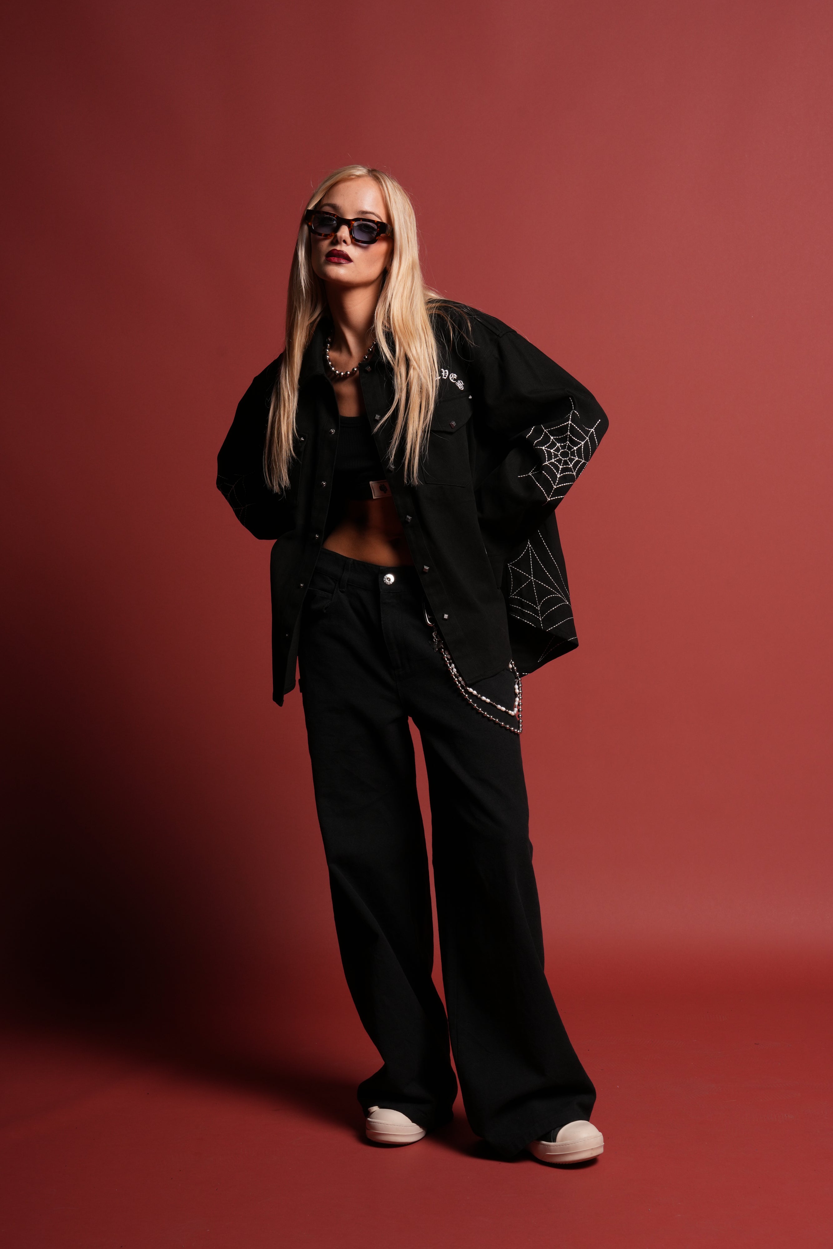 Sashiko Webs Winslow Shirt Jacket in Black