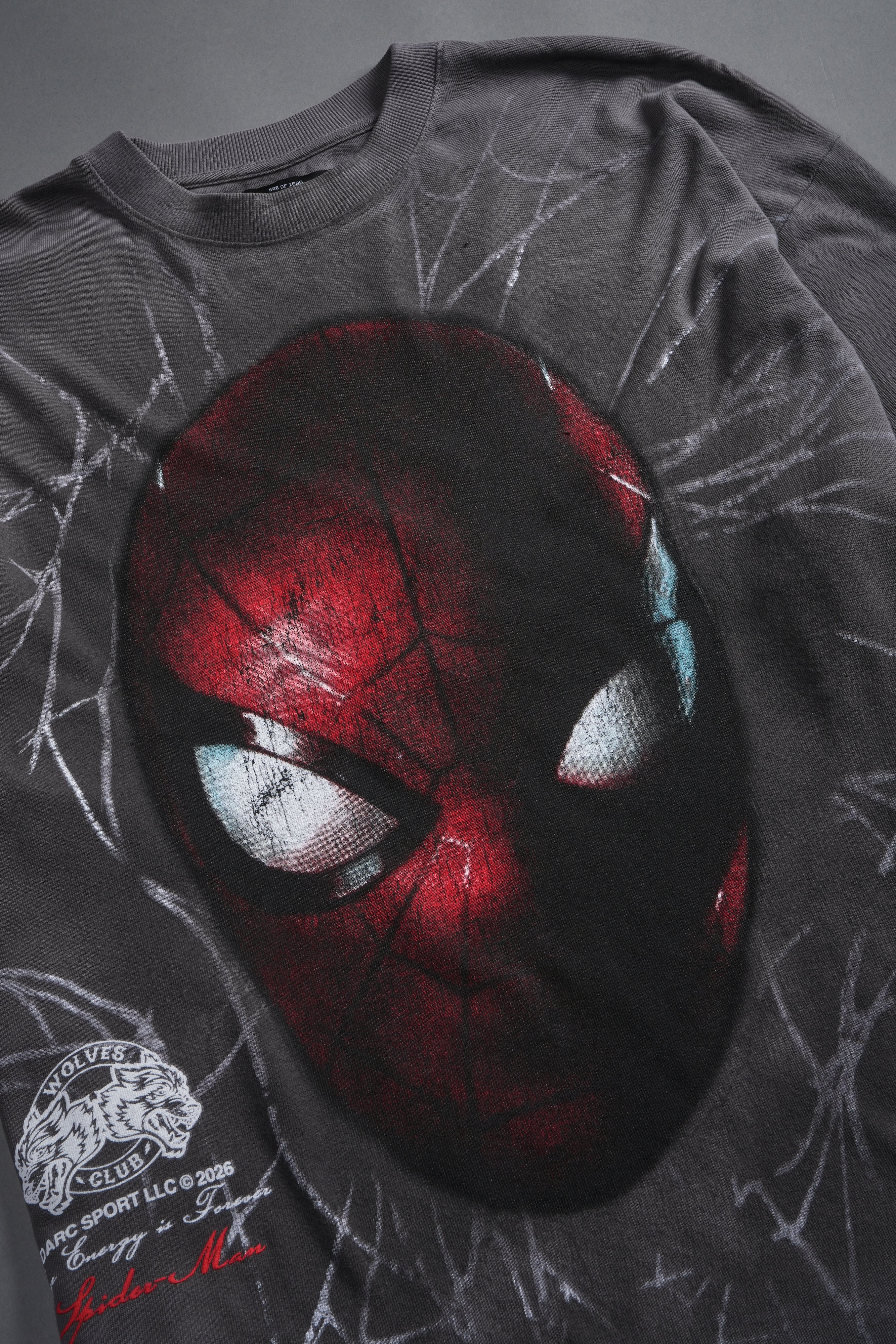 Web Of Darkness Premium Oversized Tee in Slate Gray