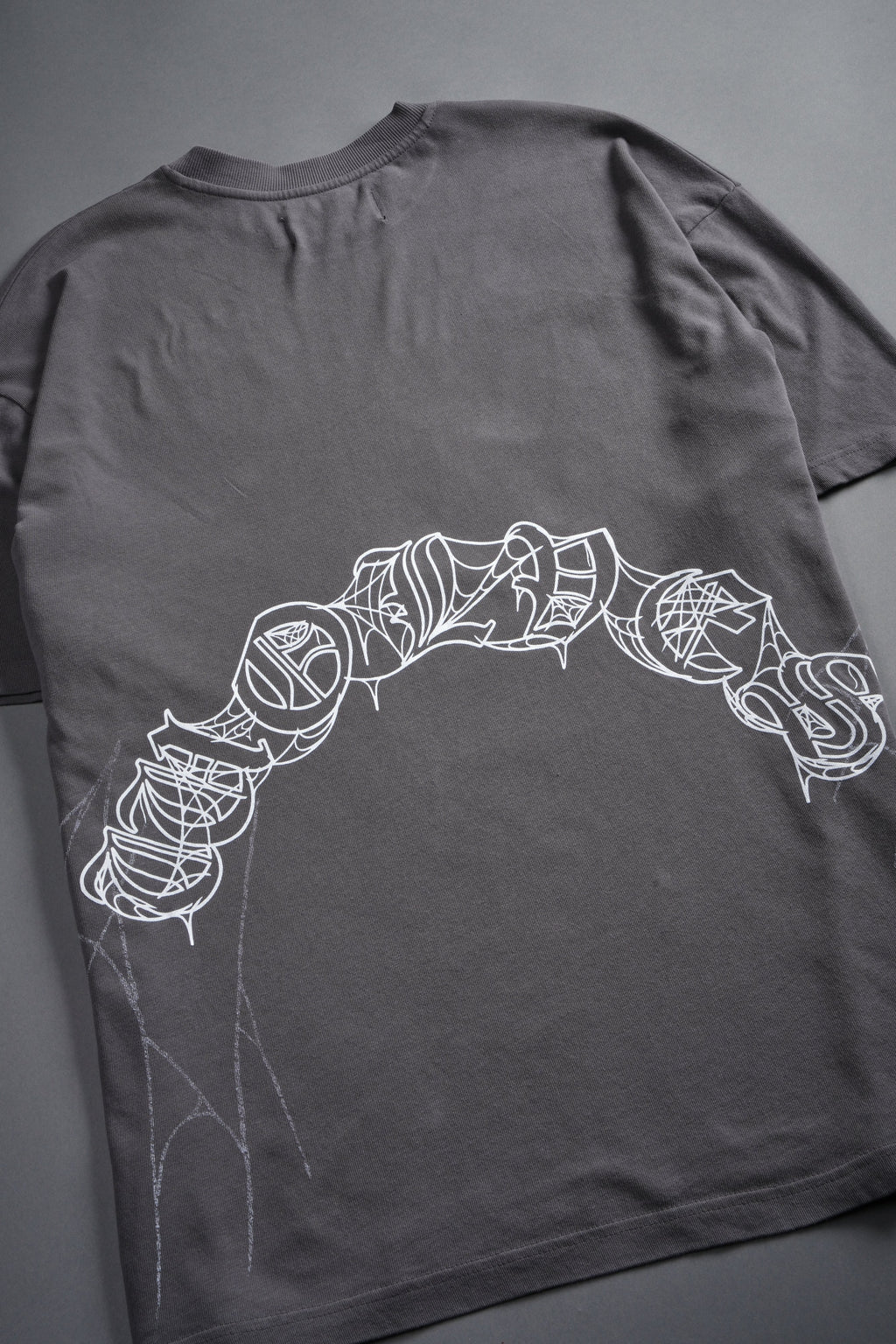 Web Of Darkness Premium Oversized Tee in Slate Gray
