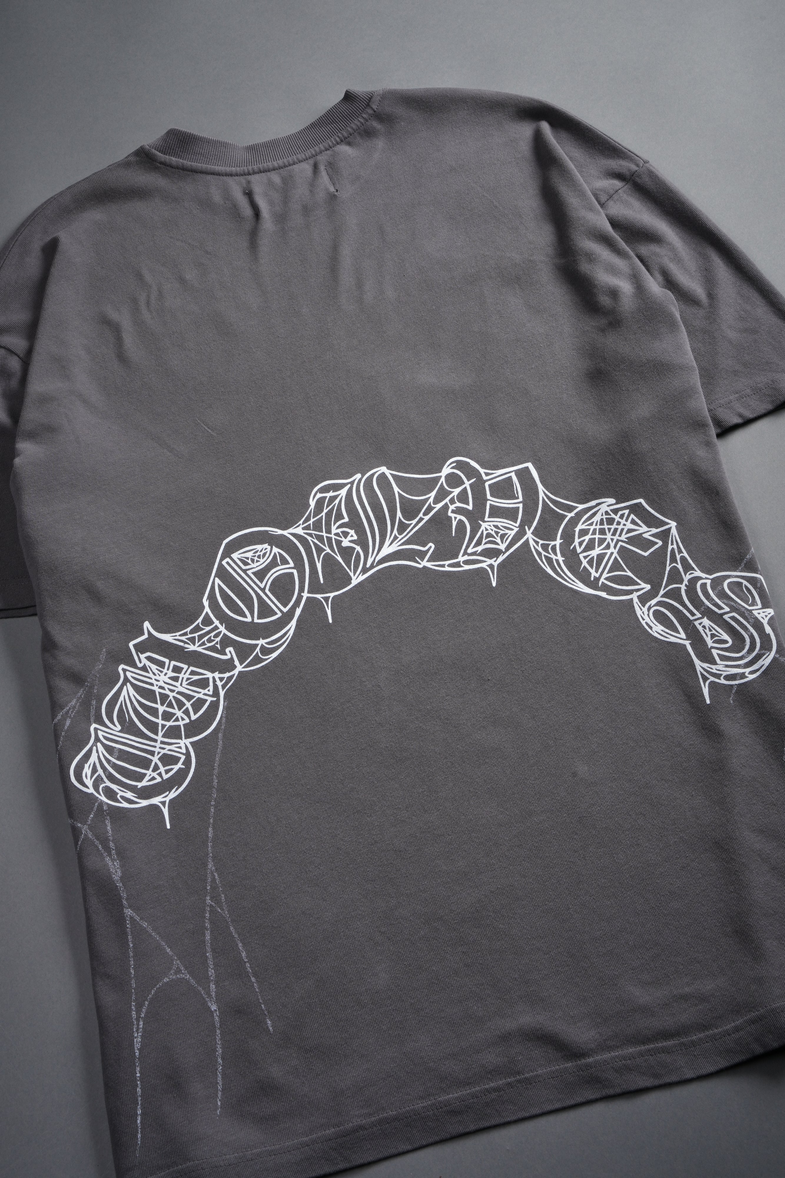 Web Of Darkness Premium Oversized Tee in Slate Gray