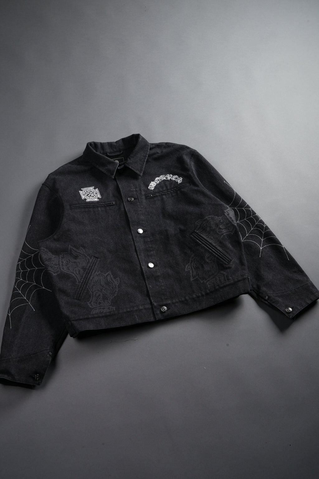 Sashiko Wolves Lunnis Jacket in Black