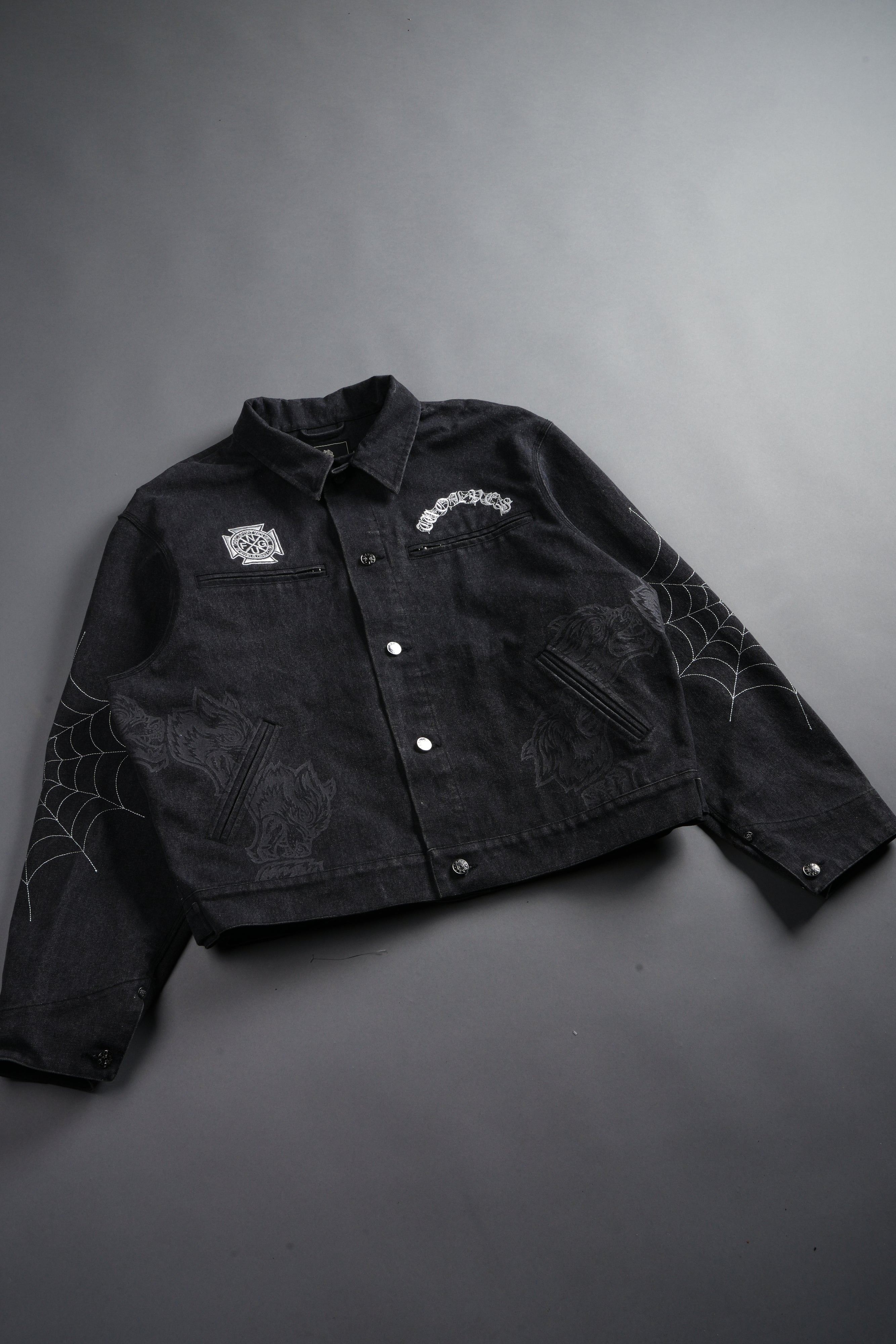 Sashiko Wolves Lunnis Jacket in Black