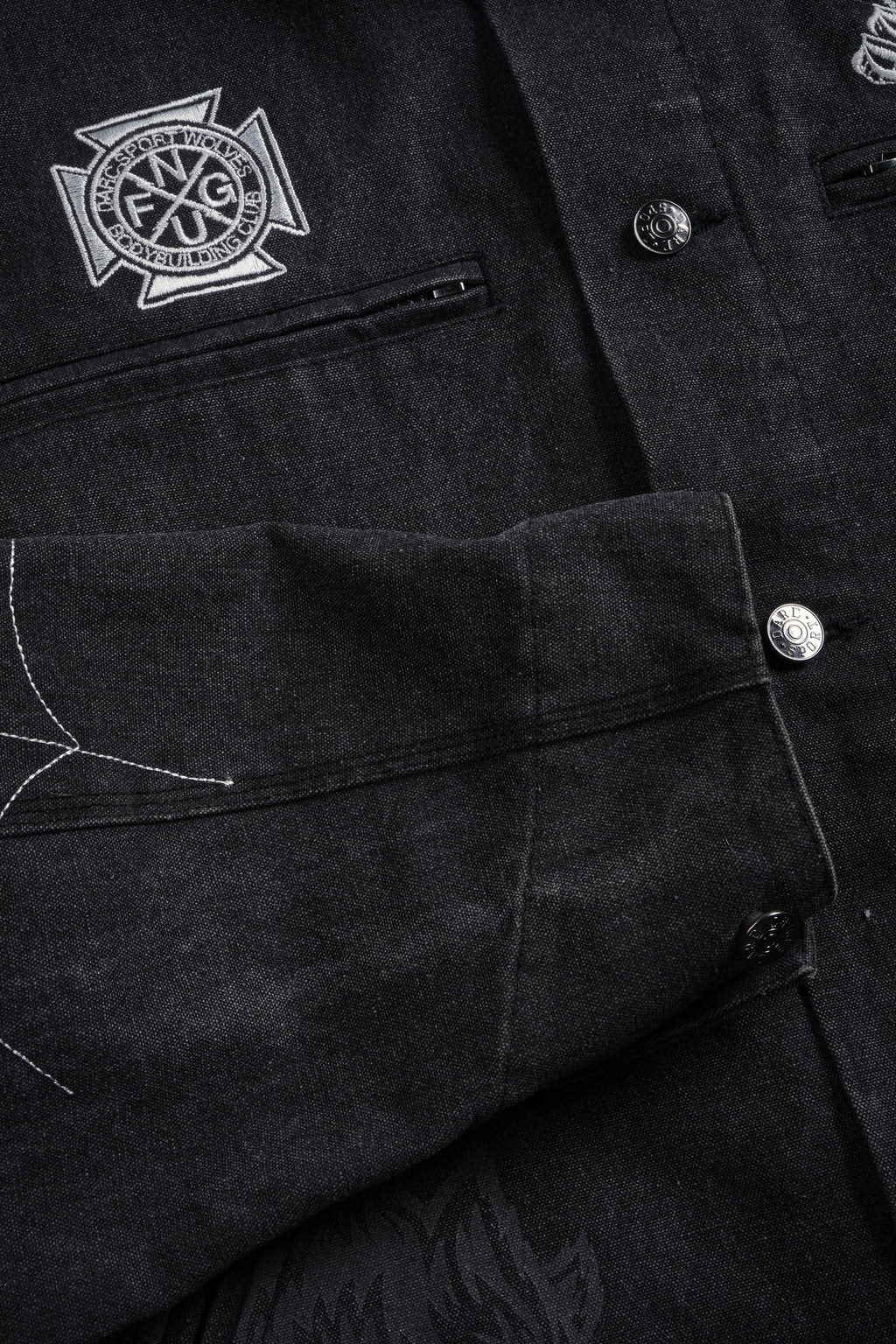 Sashiko Wolves Lunnis Jacket in Black