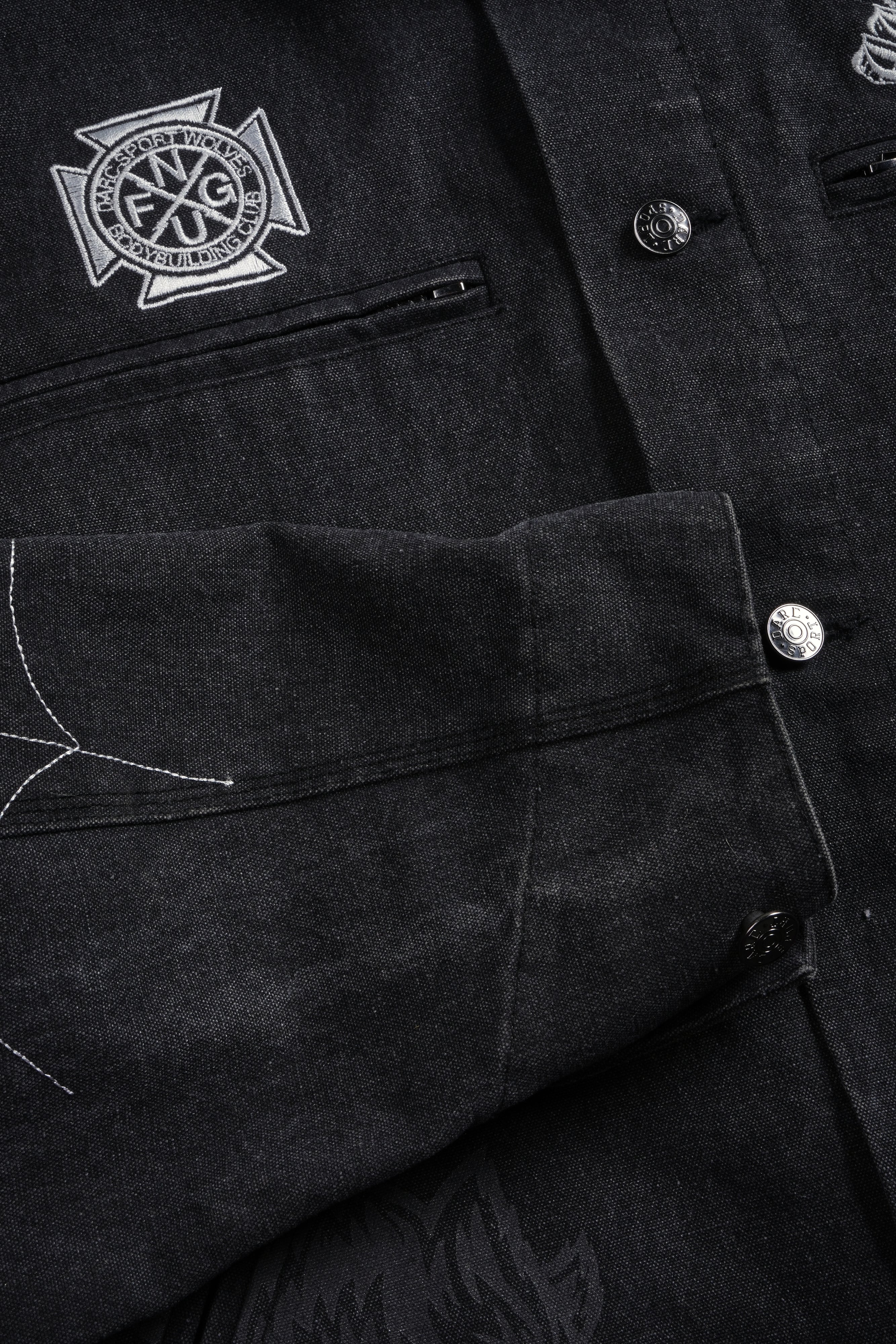 Sashiko Wolves Lunnis Jacket in Black