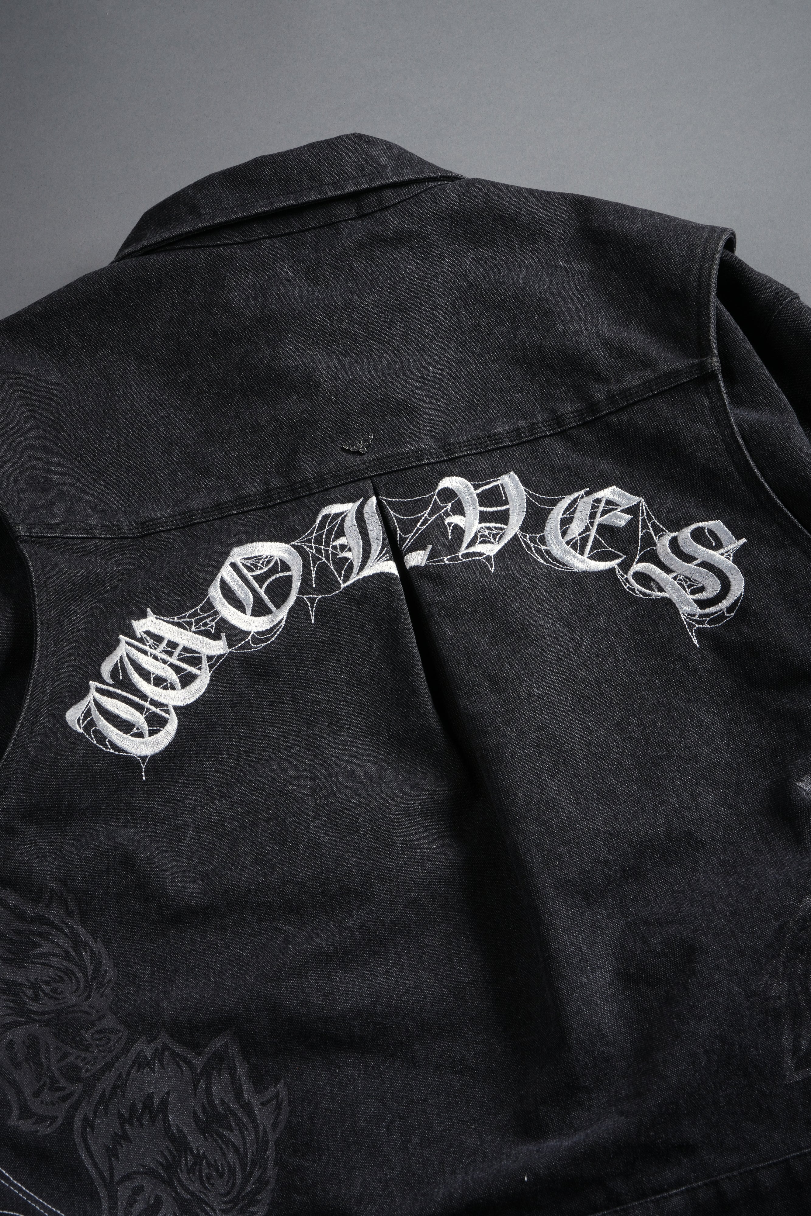 Sashiko Wolves Lunnis Jacket in Black