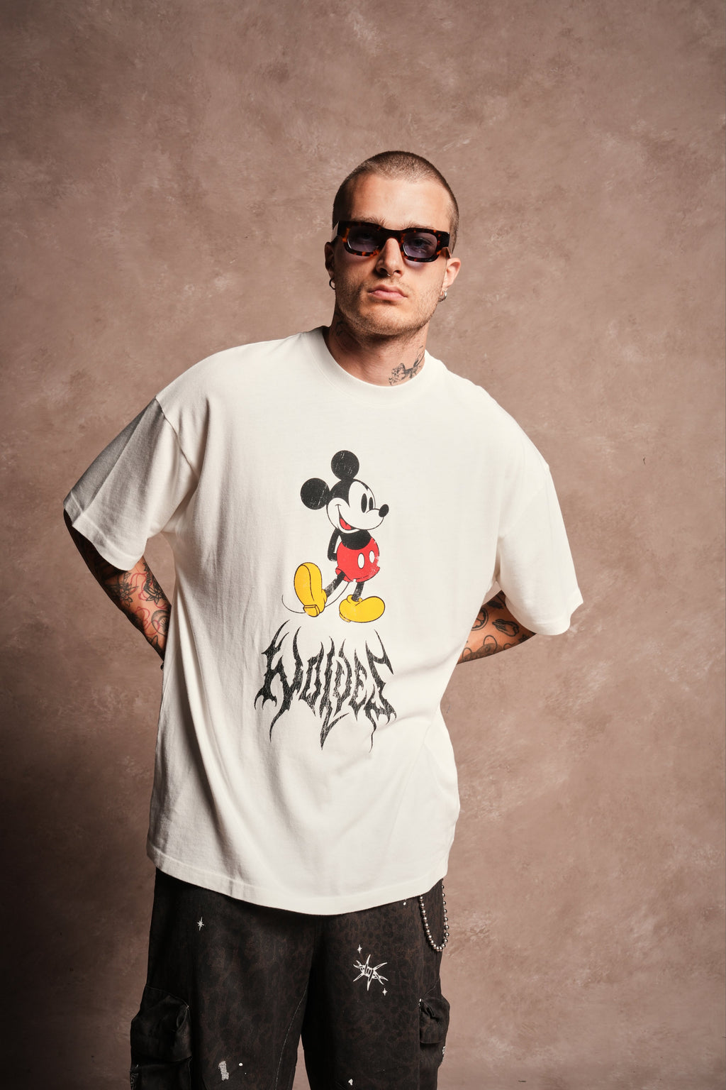 Mickey Mouse Hesh Premium Oversized Tee in Cream
