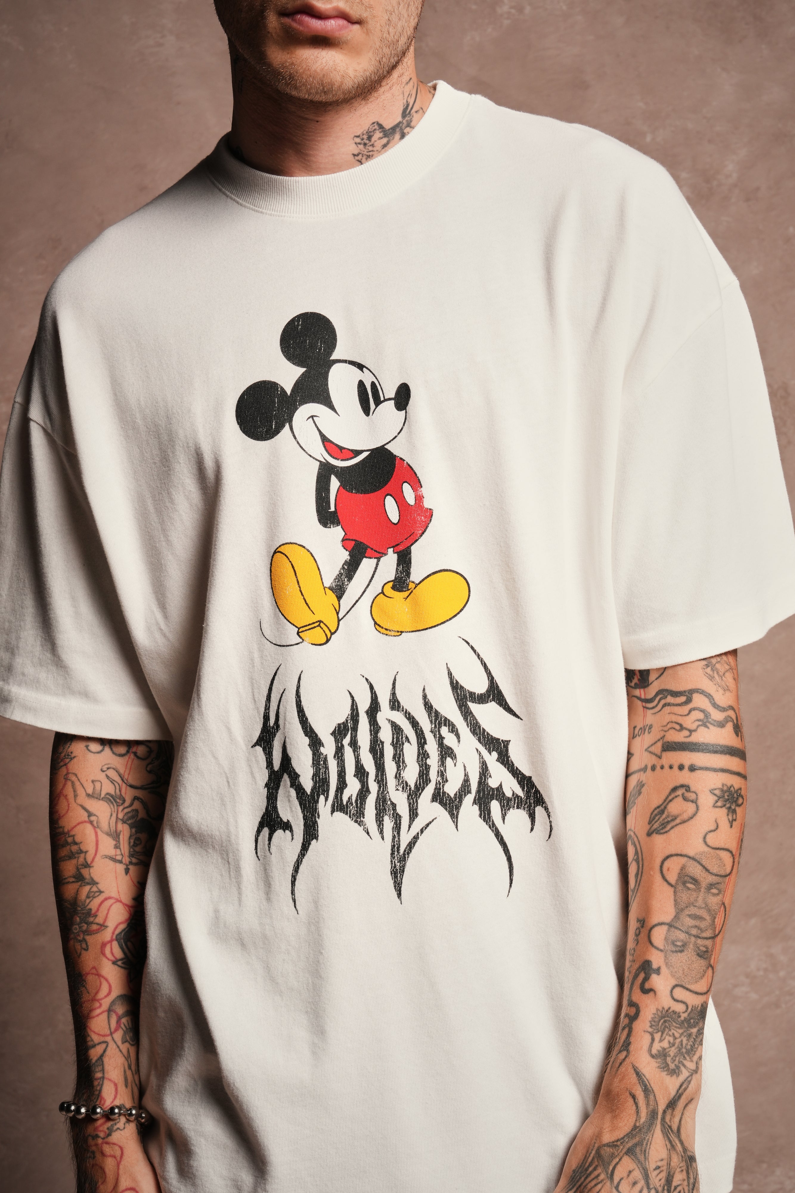 Mickey Mouse Hesh Premium Oversized Tee in Cream