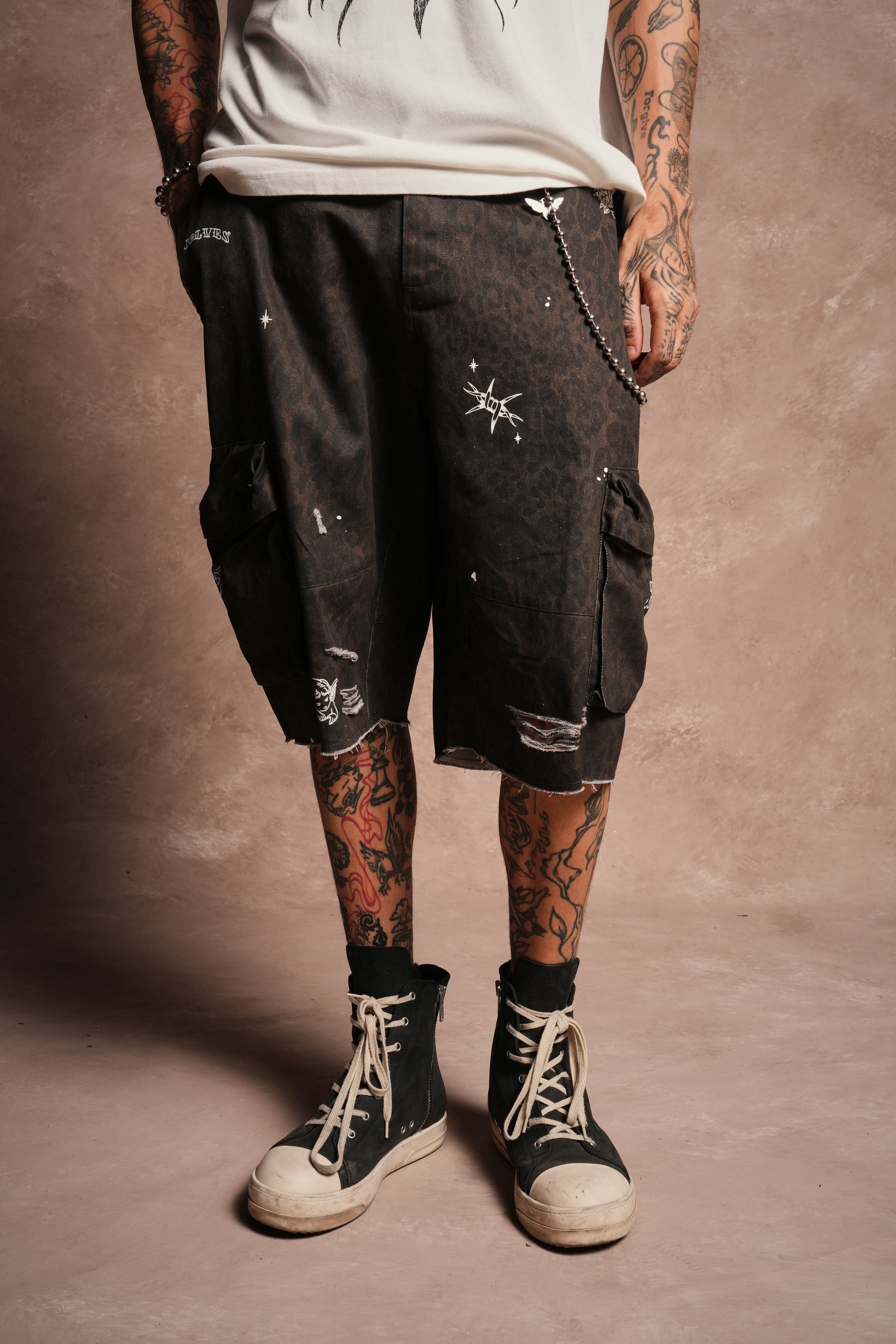 Darc Flash Duke Cargo Shorts in Darc Brown Leopard