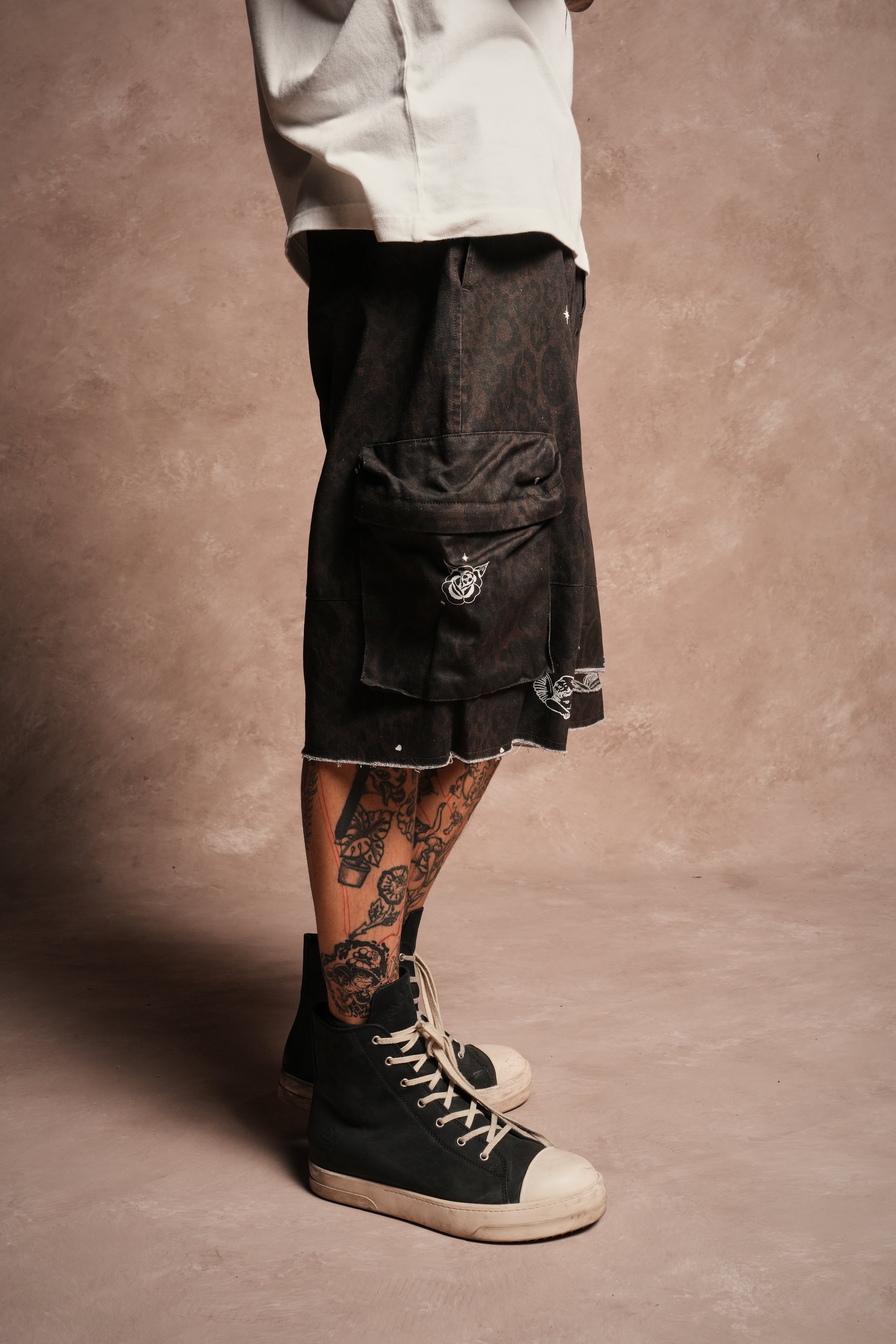 Darc Flash Duke Cargo Shorts in Darc Brown Leopard