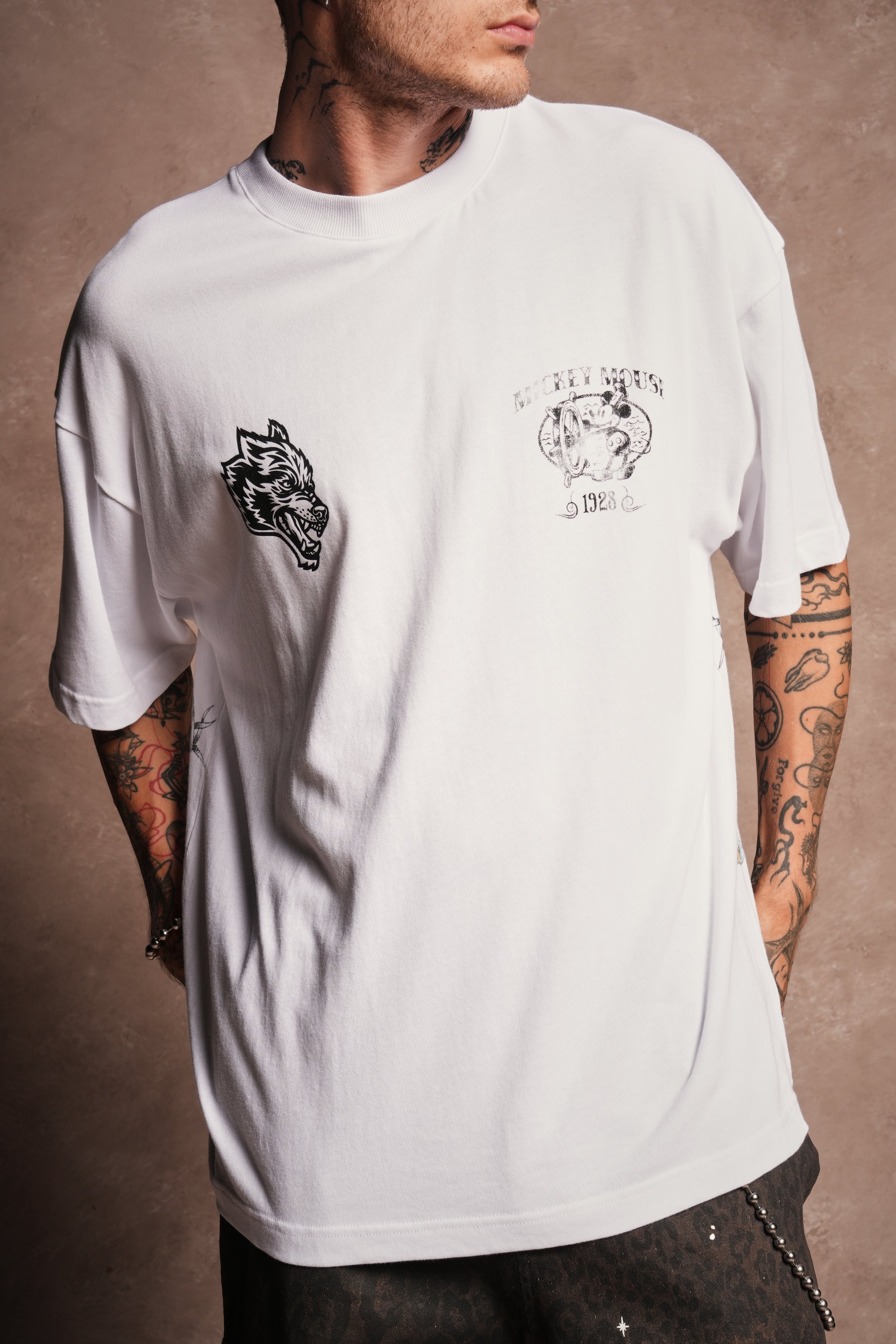Sailor Wolves Premium Oversized Tee in White