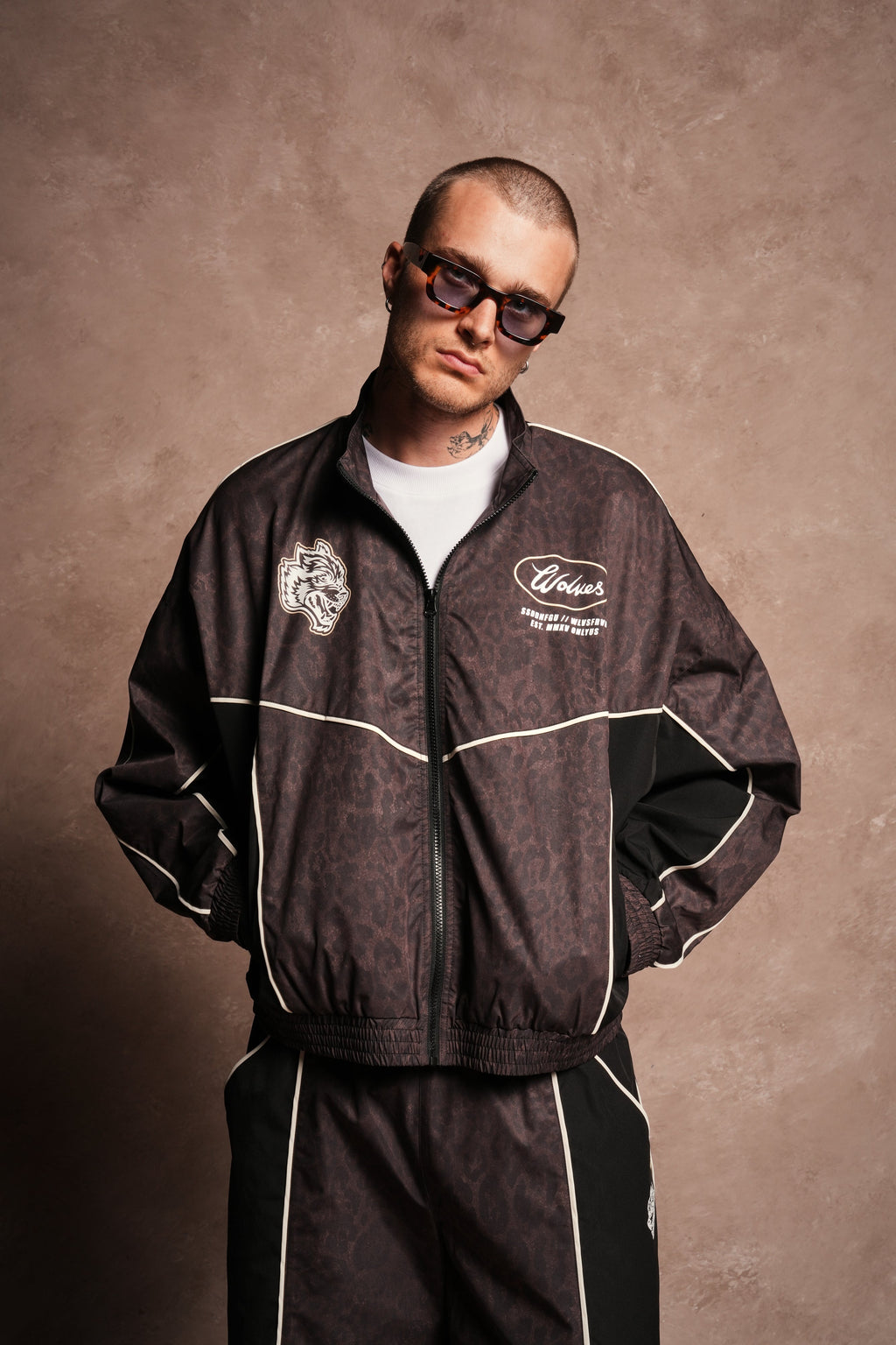 Wolves Energy Frvr Quinn Track Jacket in Darc Brown Leopard