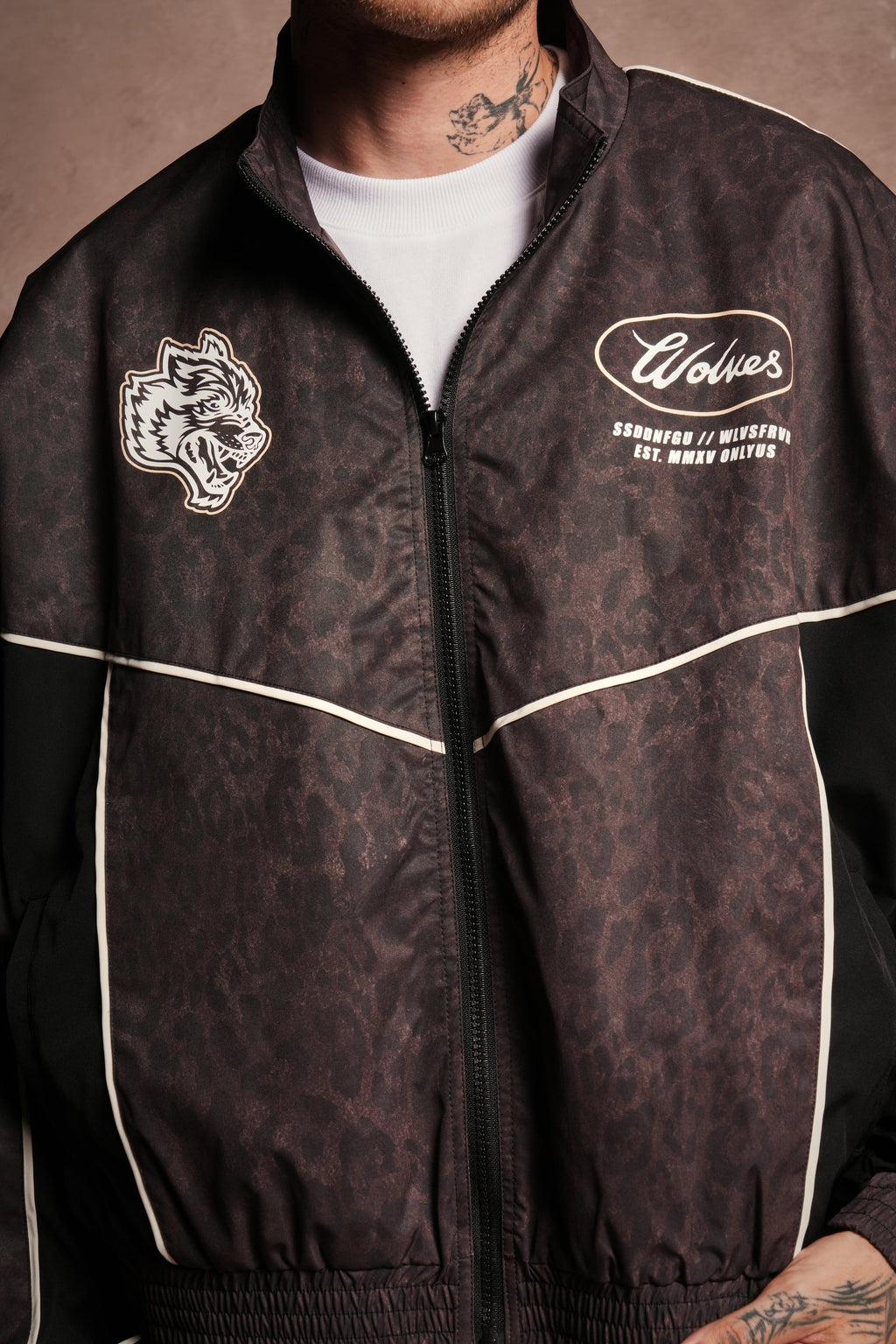 Wolves Energy Frvr Quinn Track Jacket in Darc Brown Leopard