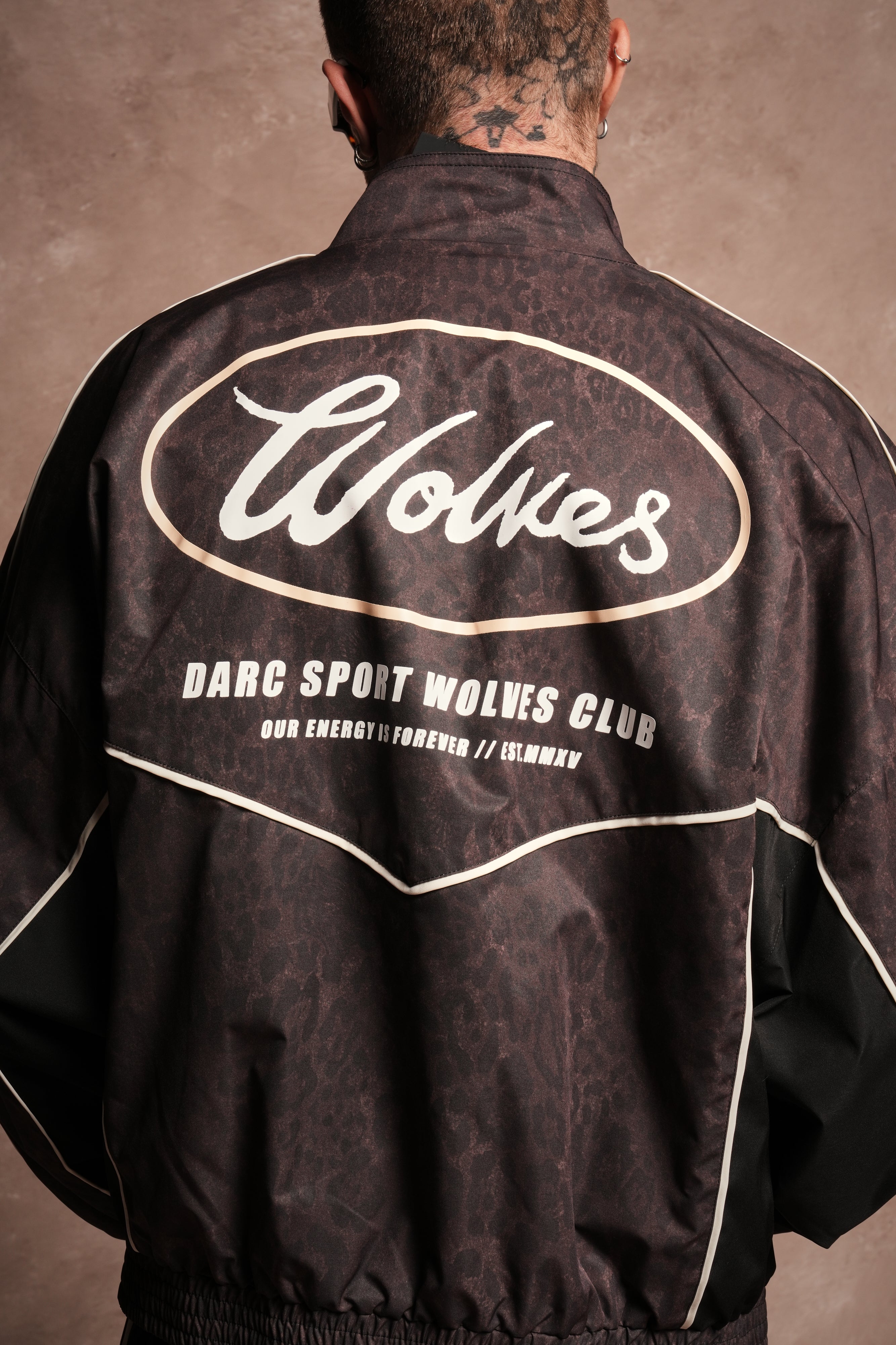 Wolves Energy Frvr Quinn Track Jacket in Darc Brown Leopard