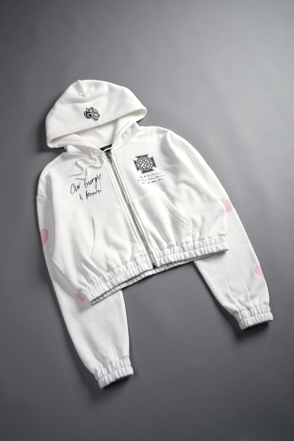 Her Energy "Chambers" (Cropped) Zip Hoodie in Cream — imagem 7