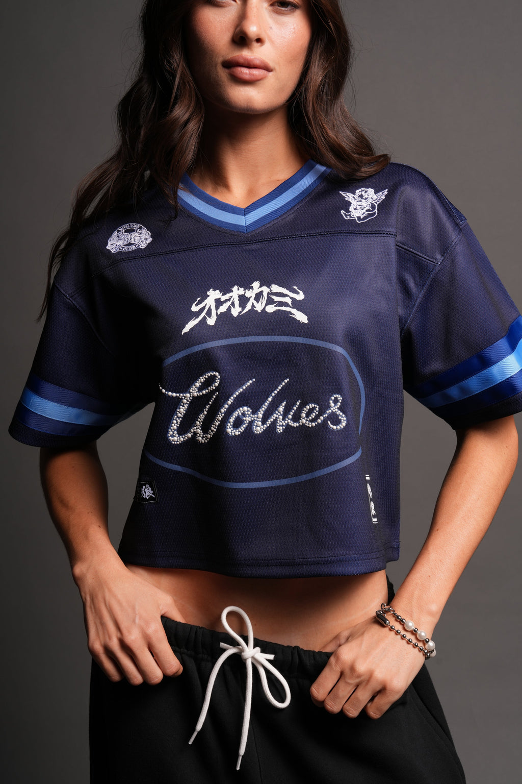 Honor She Football Crop Jersey in Royal Navy — imagem 3