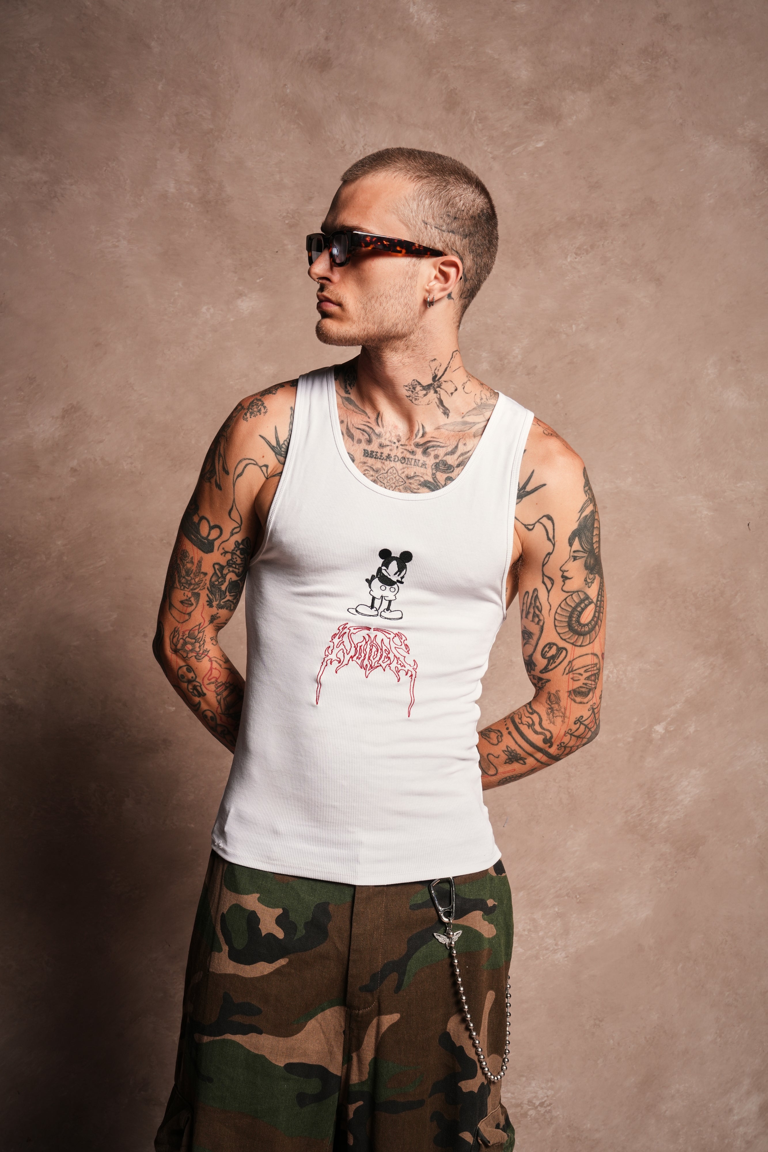 Mickey Mouse OnlyUs Ribbed Tank V2 in White