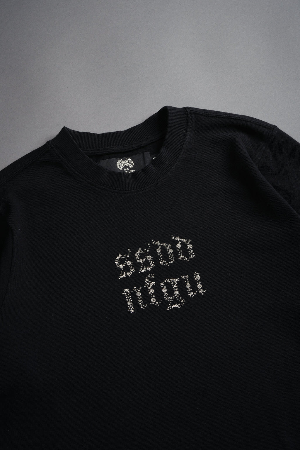 Crystal Code "Premium" Oversized (Cropped) Tee in Black — imagem 7