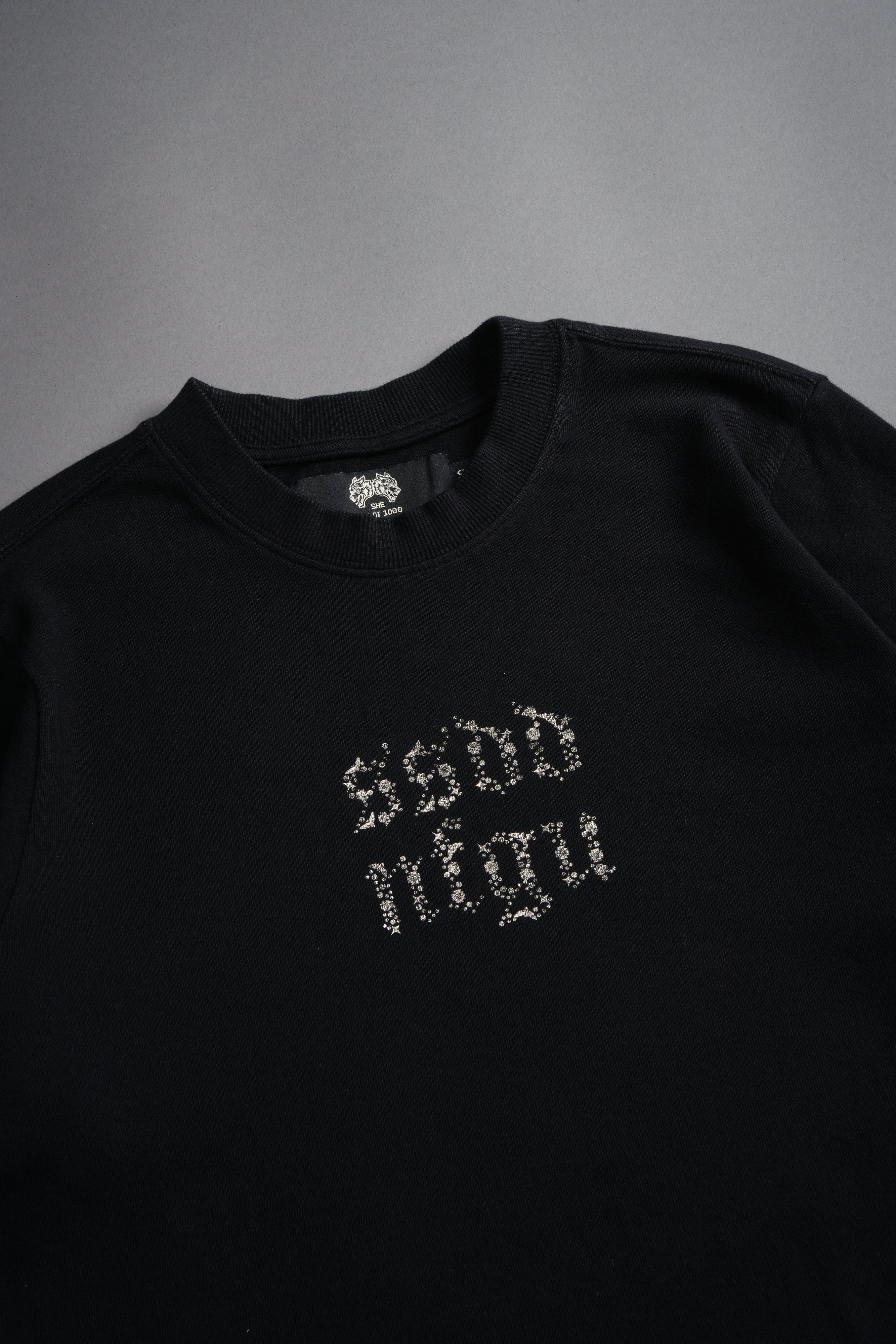 Crystal Code "Premium" Oversized (Cropped) Tee in Black — imagem 7